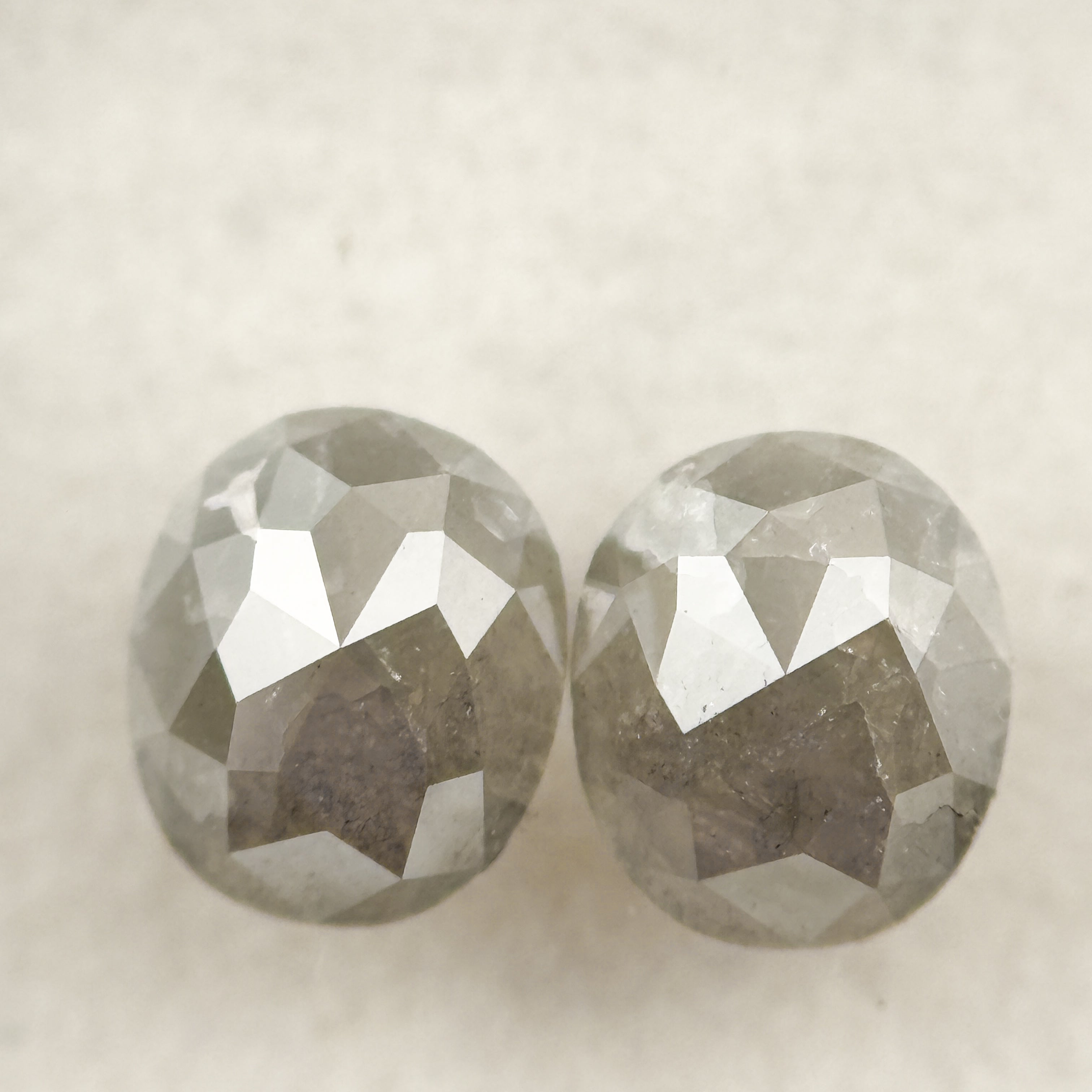 1.30 Ct Oval Rose Cut Grey Natural Salt and Pepper Diamond