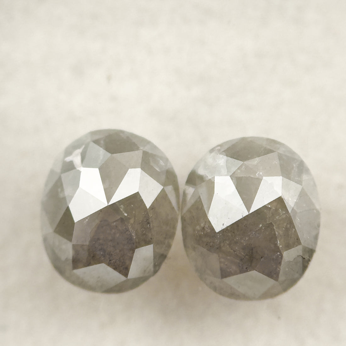 1.30 Ct Oval Rose Cut Grey Natural Salt and Pepper Diamond