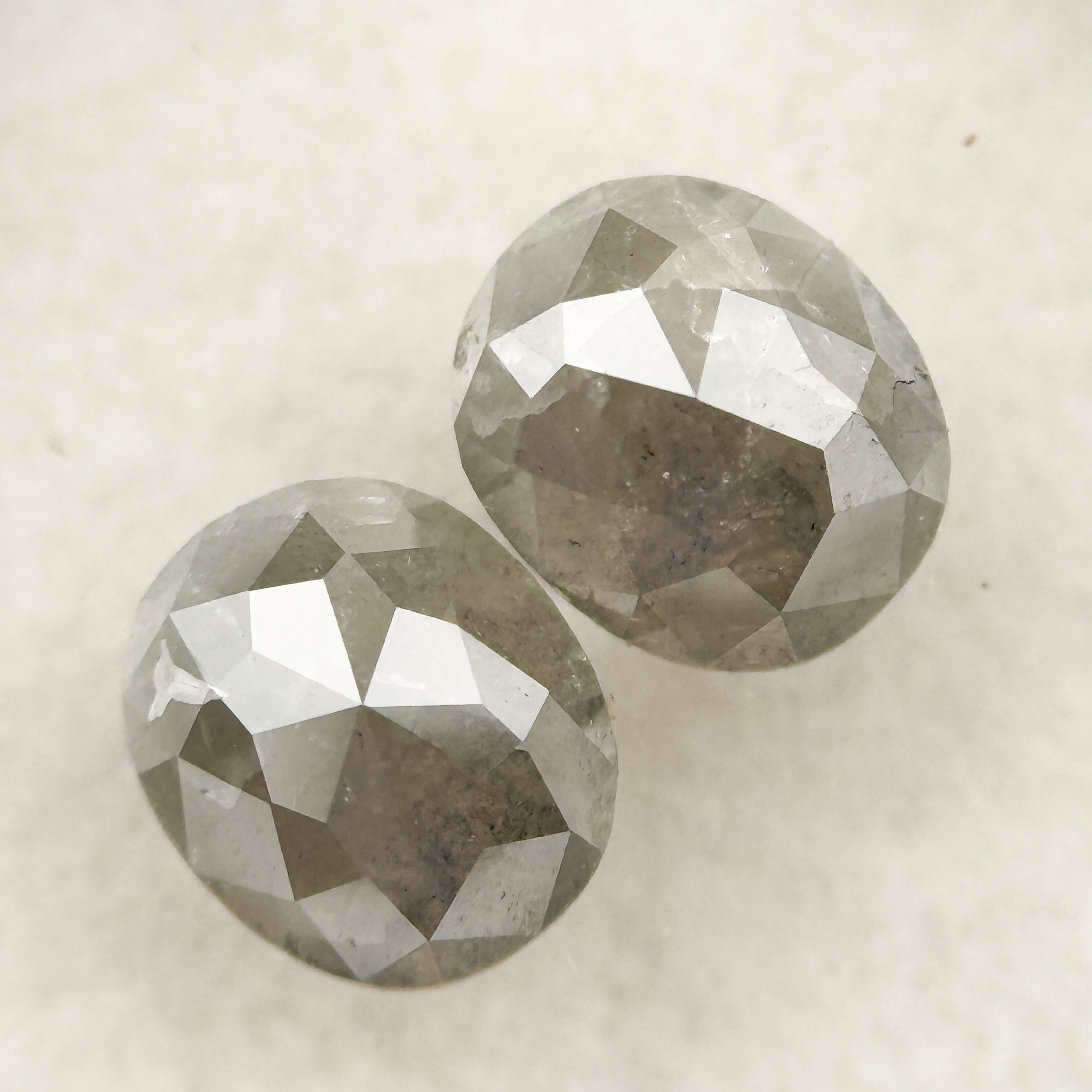 1.30 Ct Oval Rose Cut Grey Natural Salt and Pepper Diamond