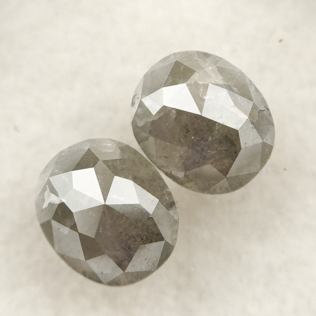 1.30 Ct Oval Rose Cut Grey Natural Salt and Pepper Diamond