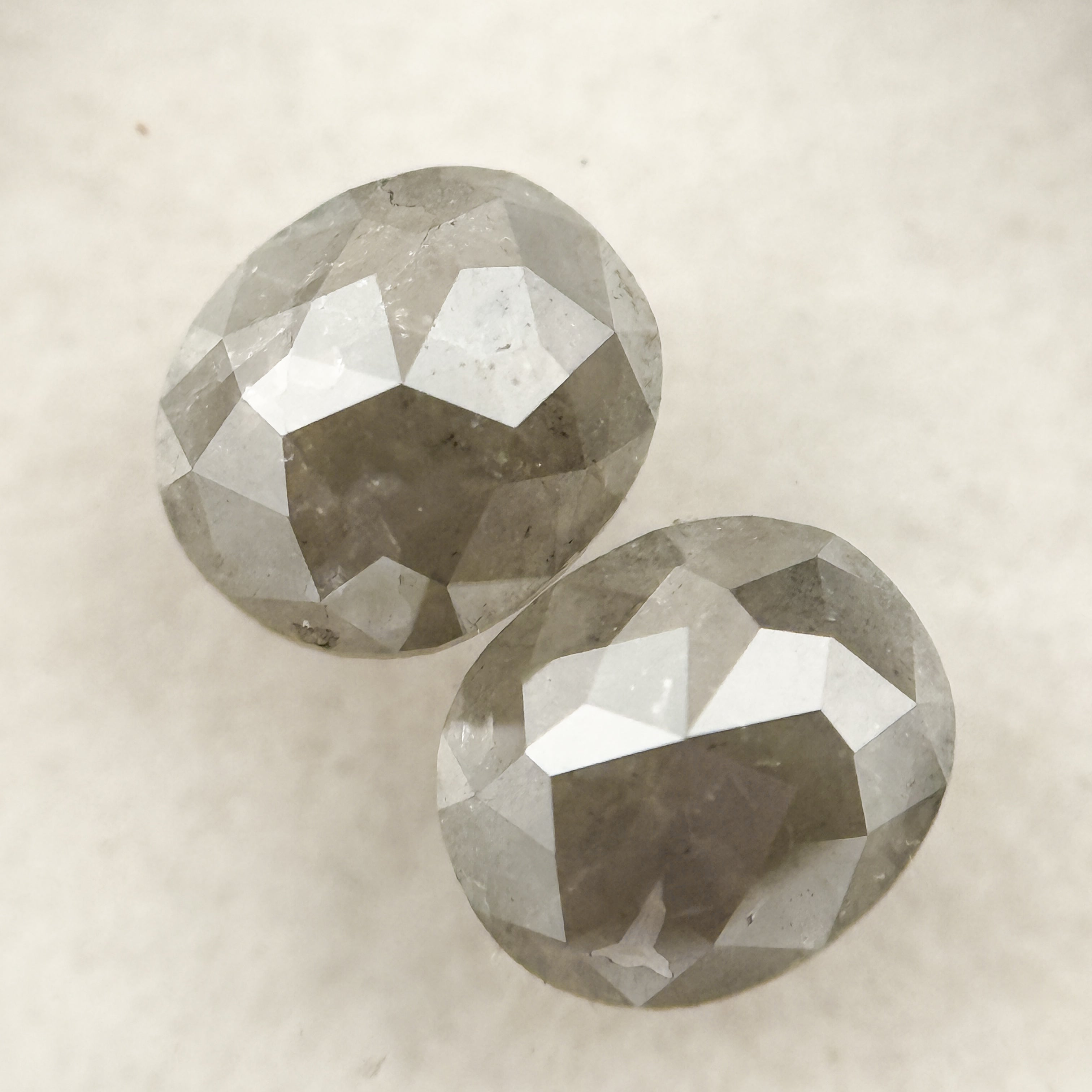 1.30 Ct Oval Rose Cut Grey Natural Salt and Pepper Diamond