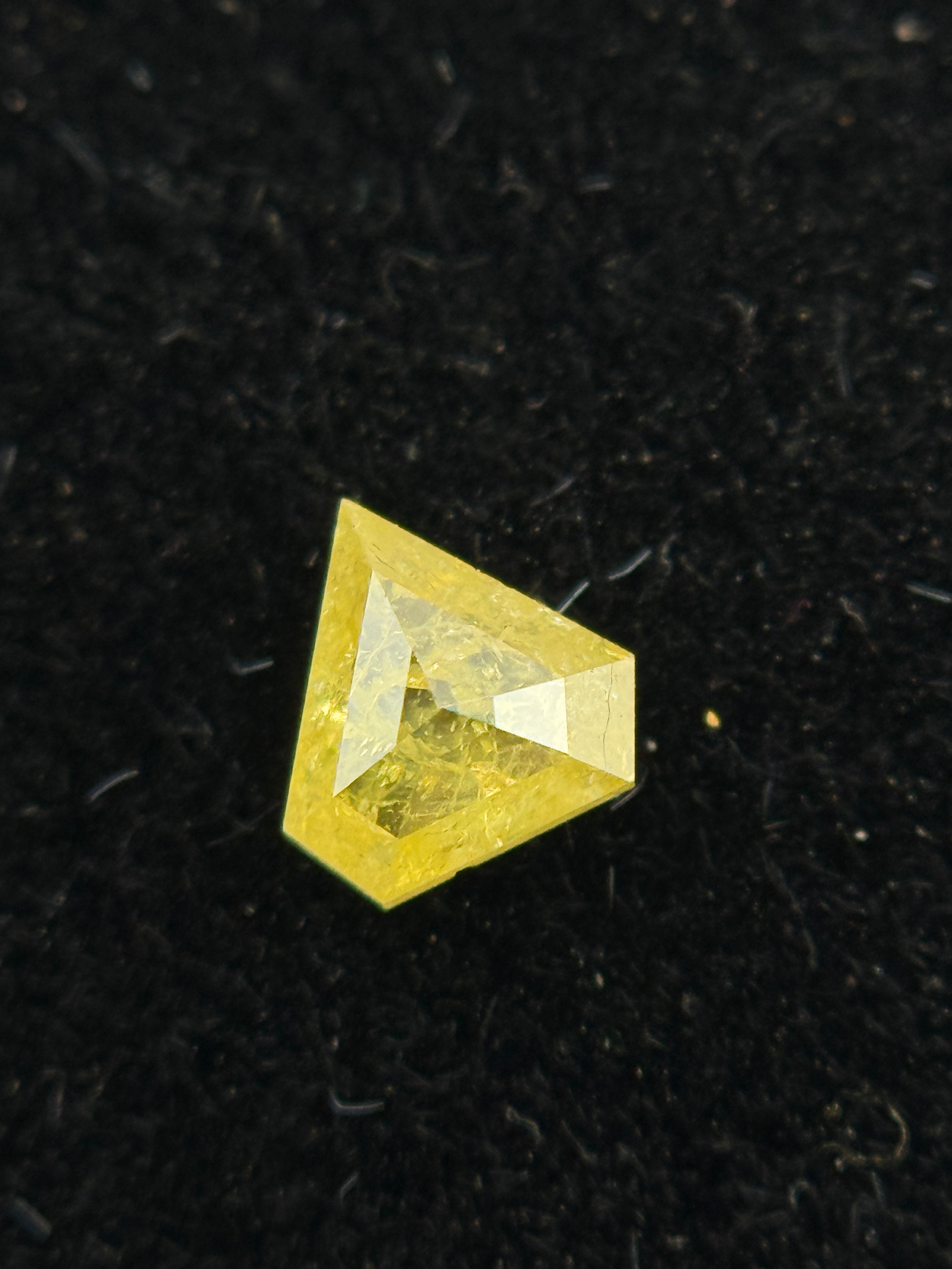 0.23 Ct Pentagon Rose Cut Yellow Natural Salt and Pepper Diamond