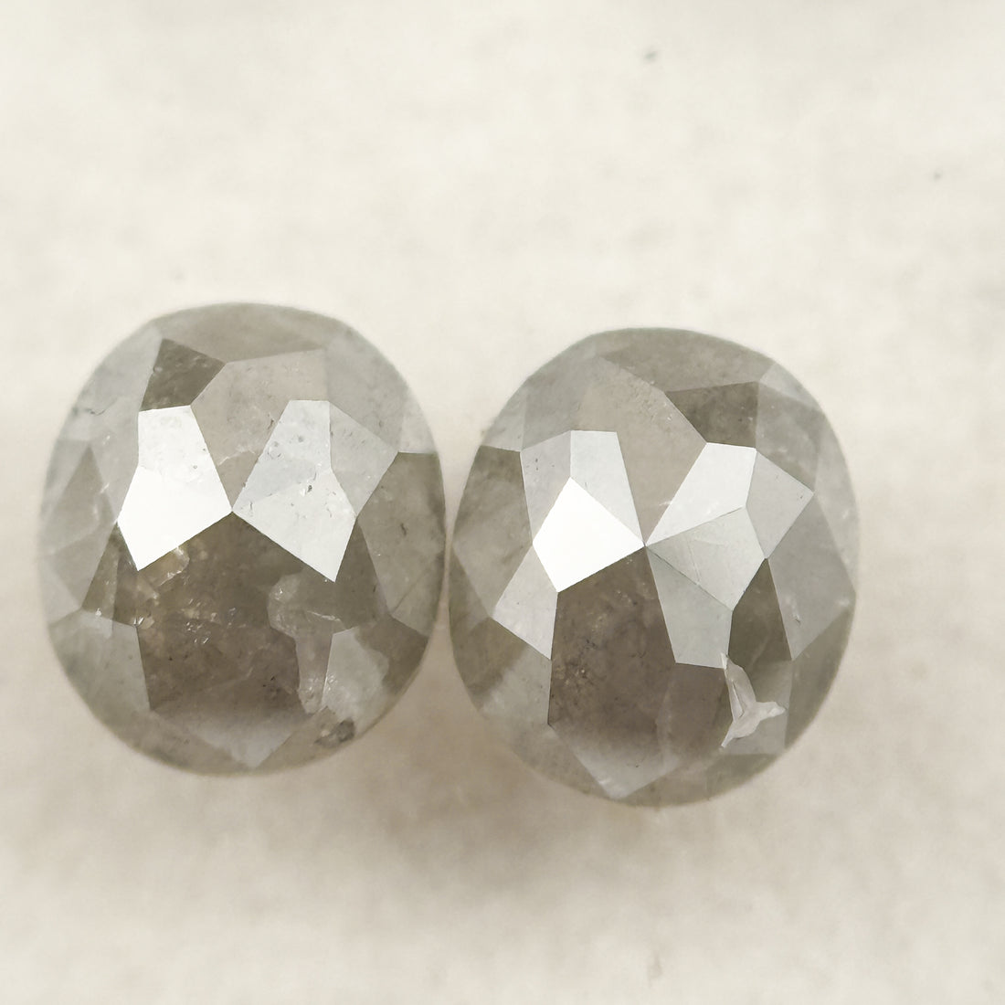 1.30 Ct Oval Rose Cut Grey Natural Salt and Pepper Diamond