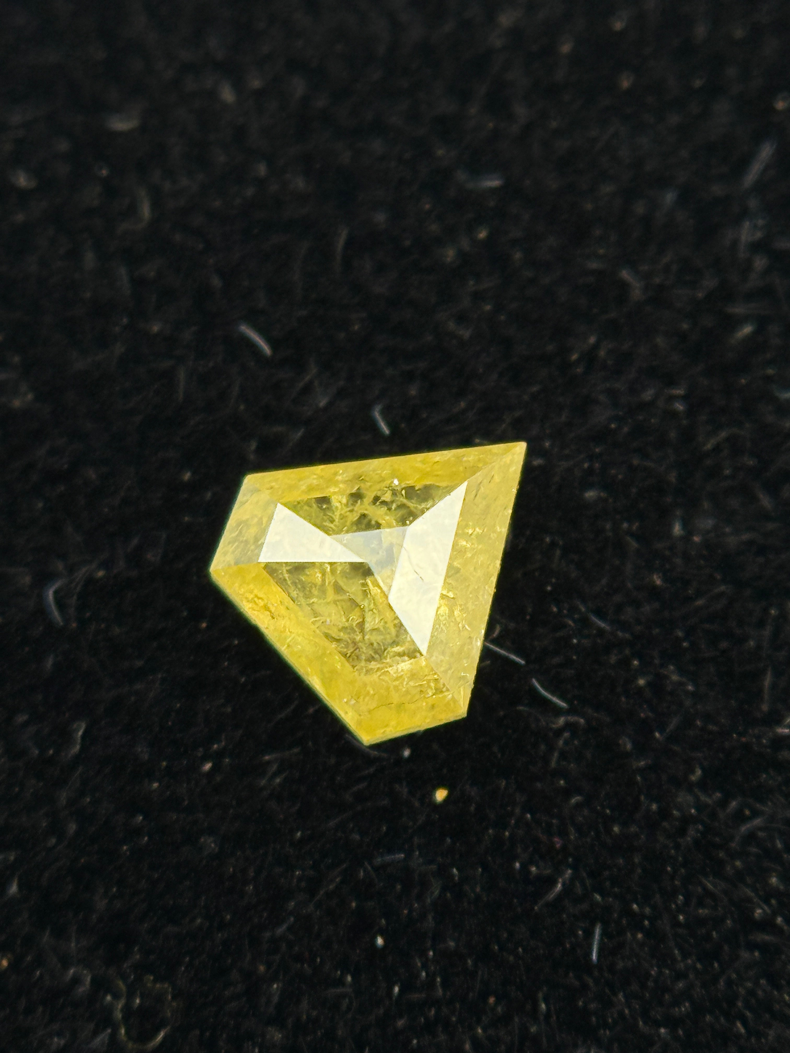 0.23 Ct Pentagon Rose Cut Yellow Natural Salt and Pepper Diamond