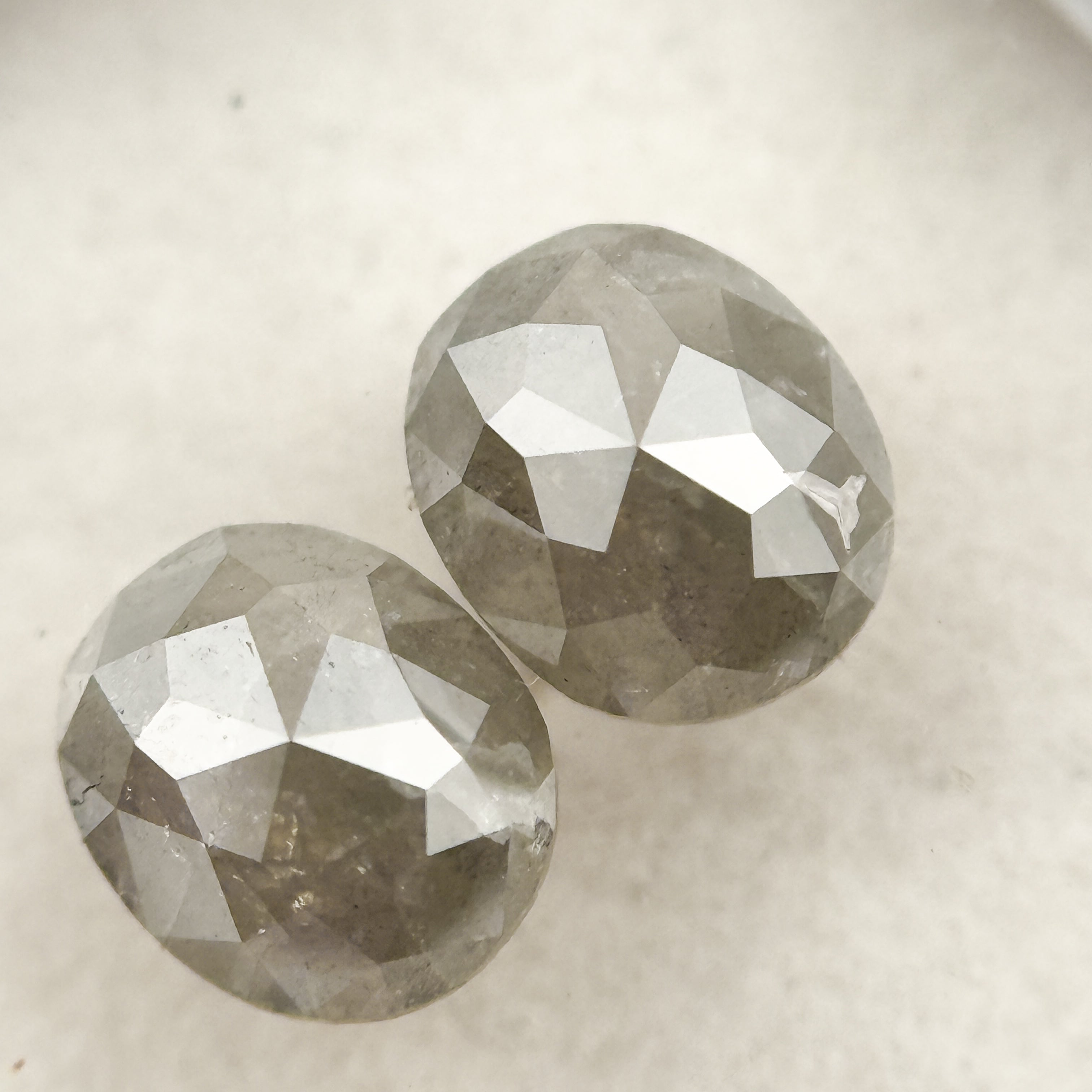 1.30 Ct Oval Rose Cut Grey Natural Salt and Pepper Diamond