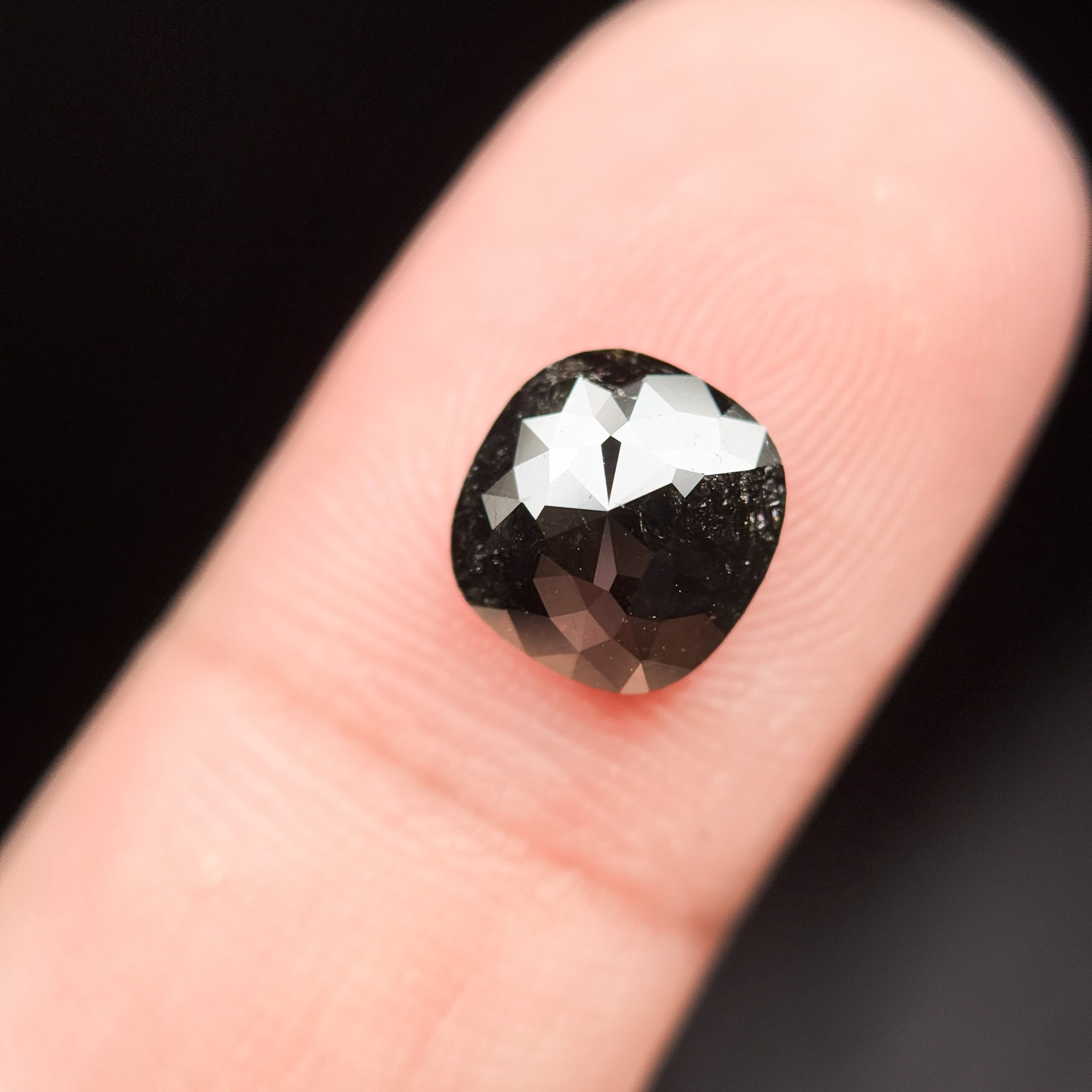 2.27 Ct Cushion Rose Cut Black Natural Fancy Diamond