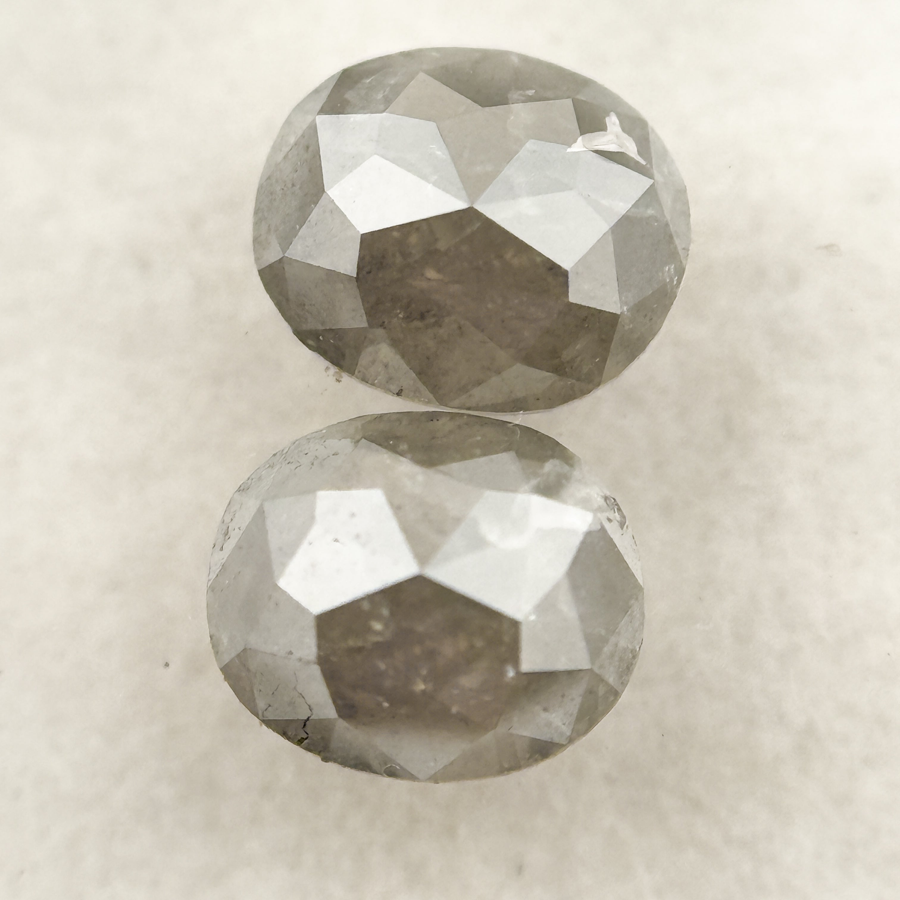 1.30 Ct Oval Rose Cut Grey Natural Salt and Pepper Diamond