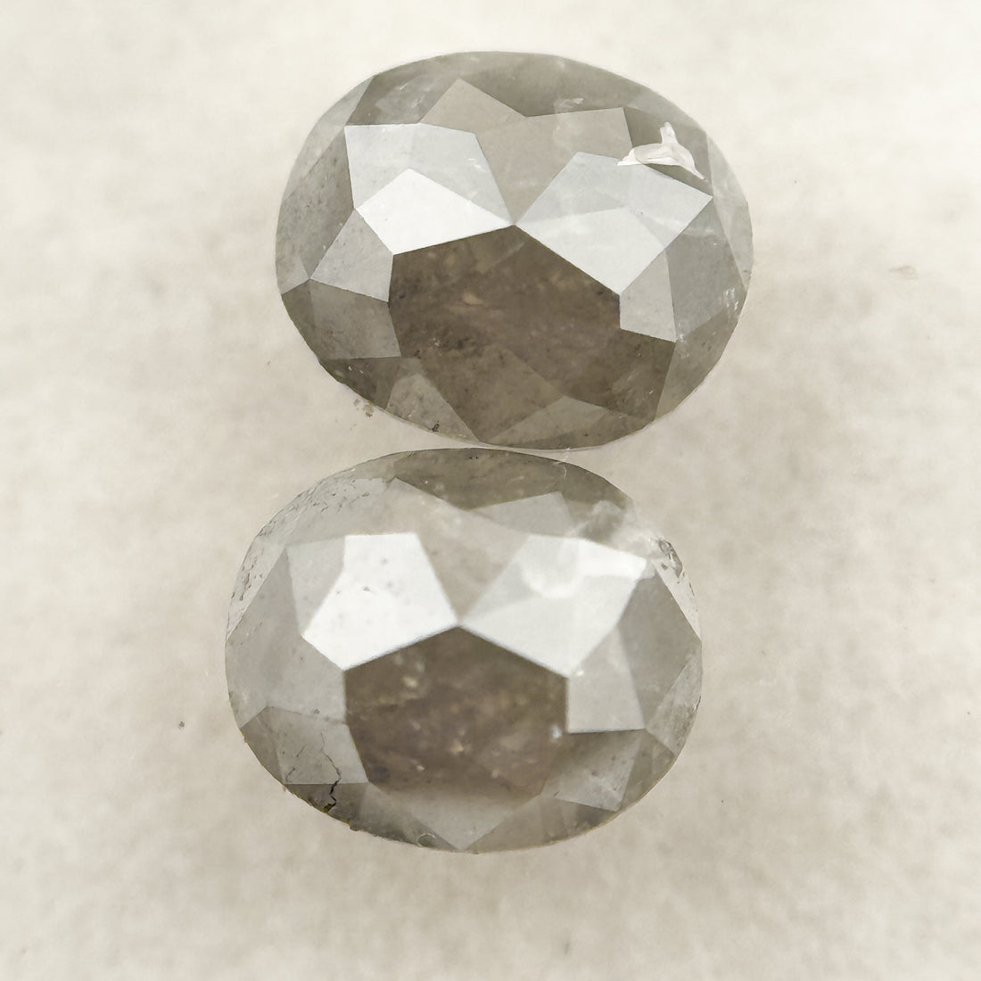 1.30 Ct Oval Rose Cut Grey Natural Salt and Pepper Diamond