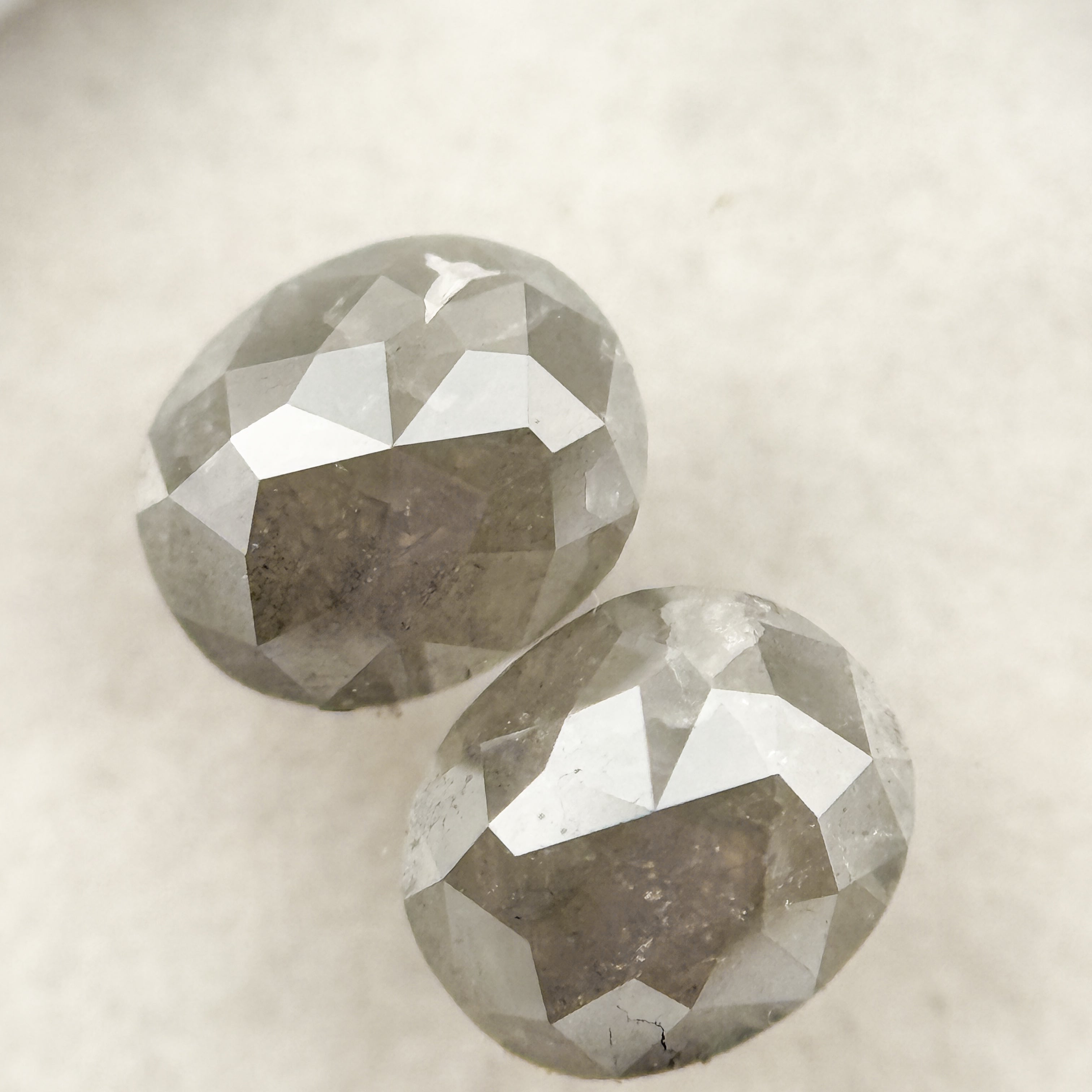 1.30 Ct Oval Rose Cut Grey Natural Salt and Pepper Diamond