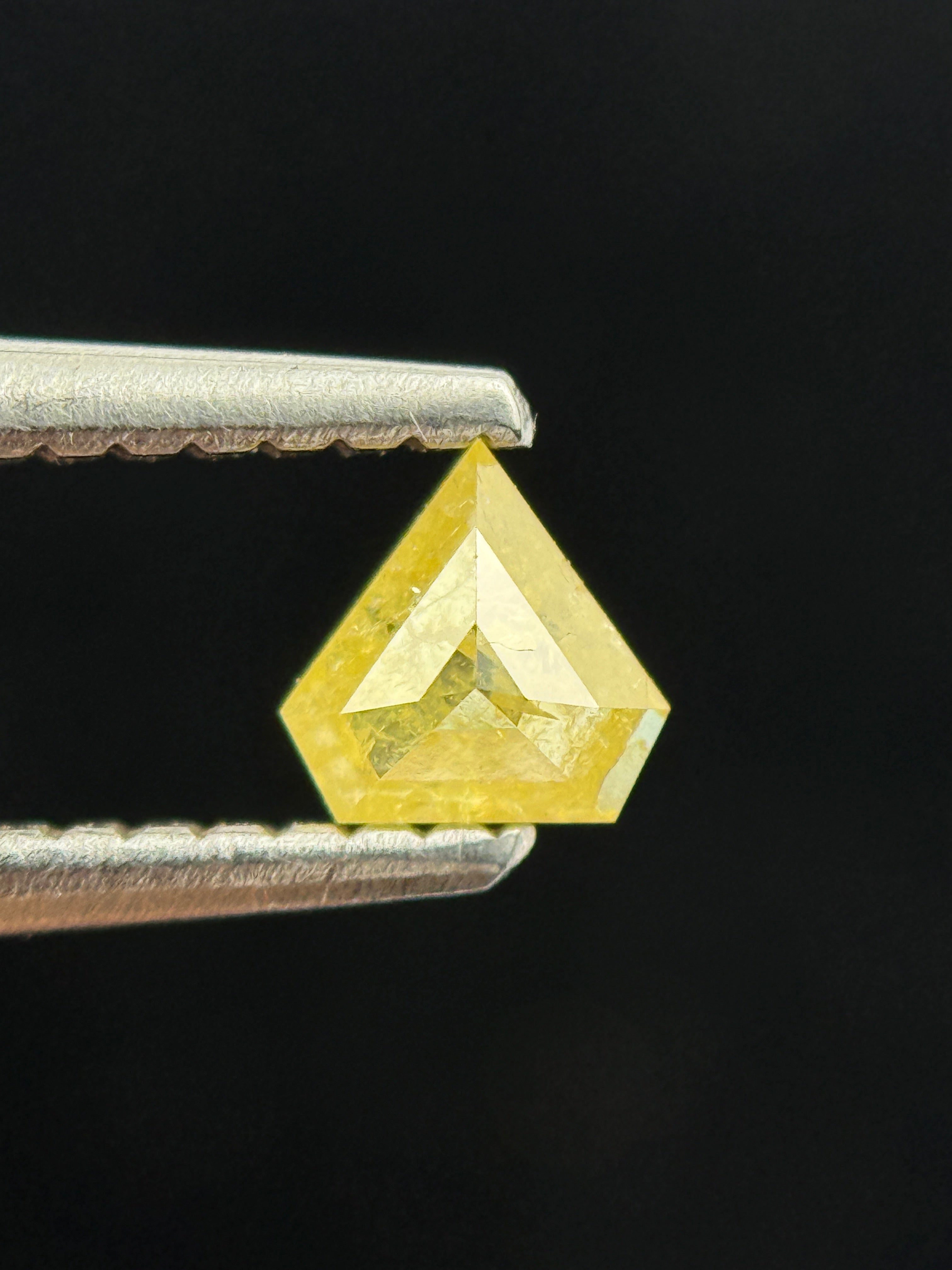 0.23 Ct Pentagon Rose Cut Yellow Natural Salt and Pepper Diamond