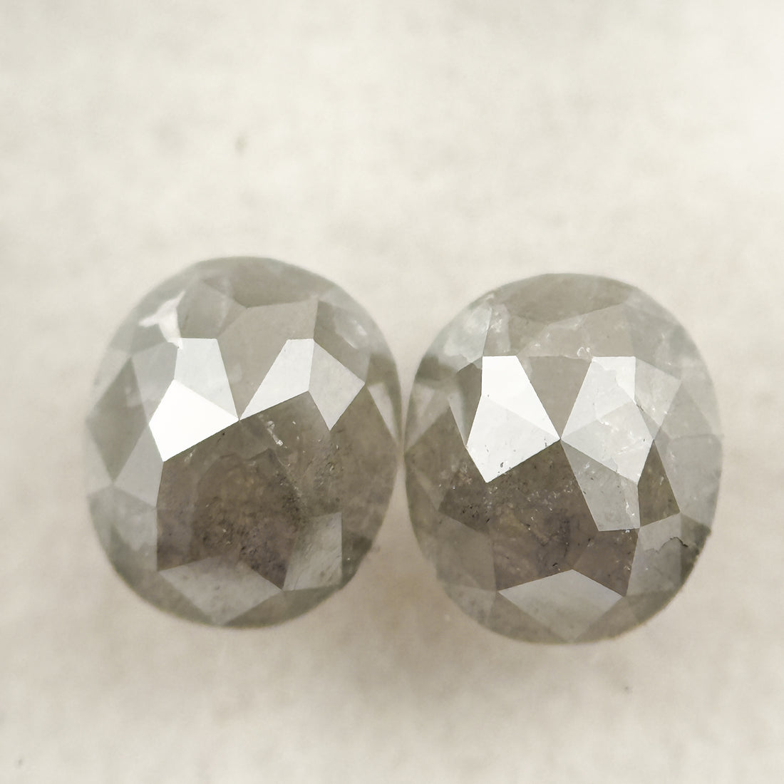 1.30 Ct Oval Rose Cut Grey Natural Salt and Pepper Diamond