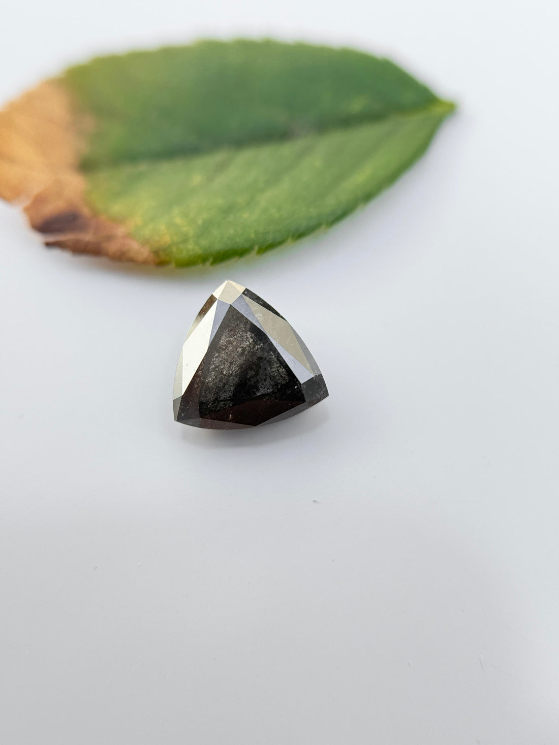 1.15 Ct Triangle Rose Cut Grey Natural Salt and Pepper Diamond