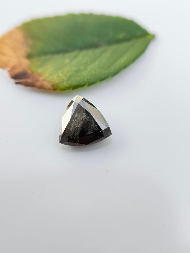 1.15 Ct Triangle Rose Cut Grey Natural Salt and Pepper Diamond