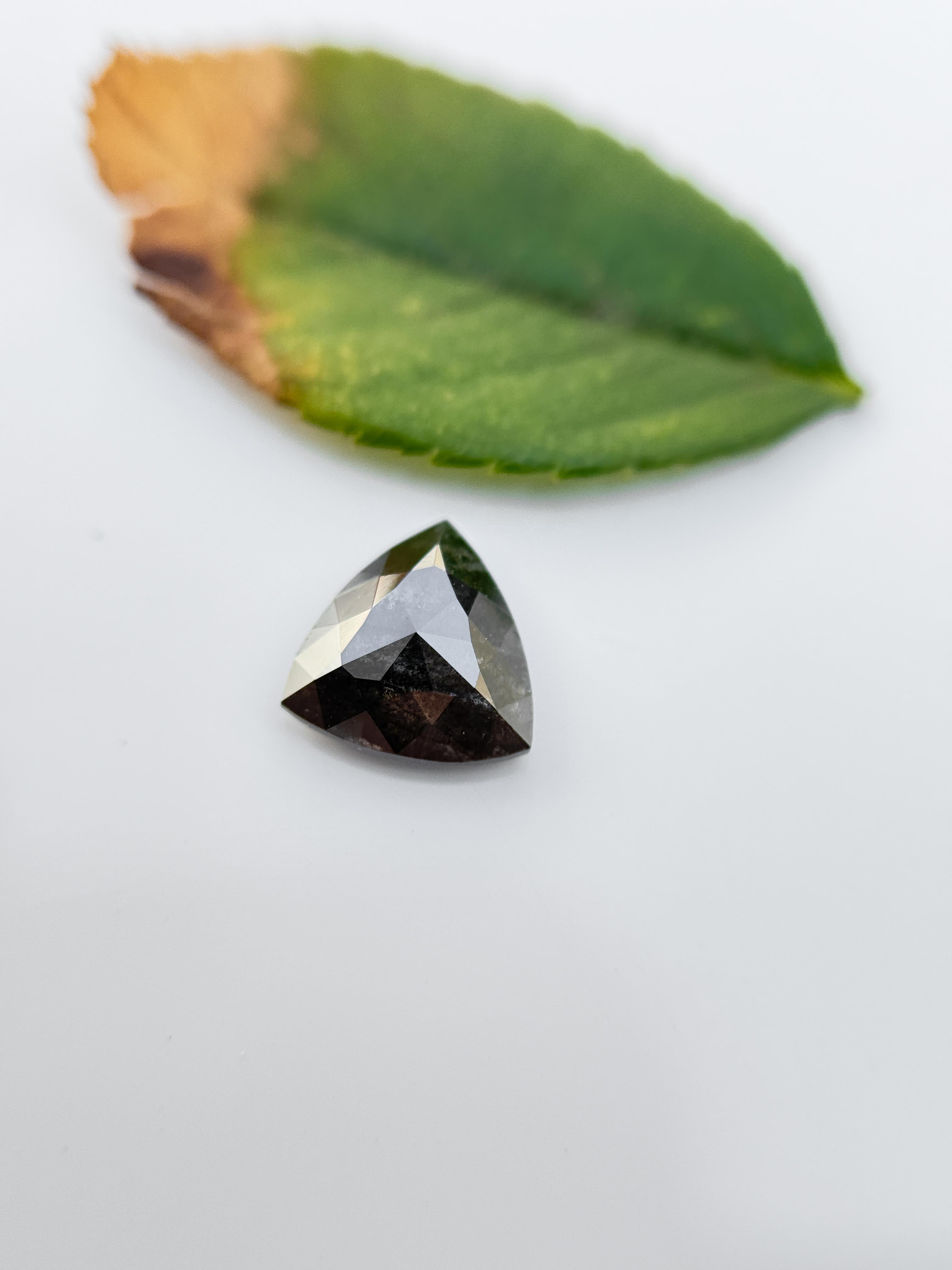 1.15 Ct Triangle Rose Cut Grey Natural Salt and Pepper Diamond