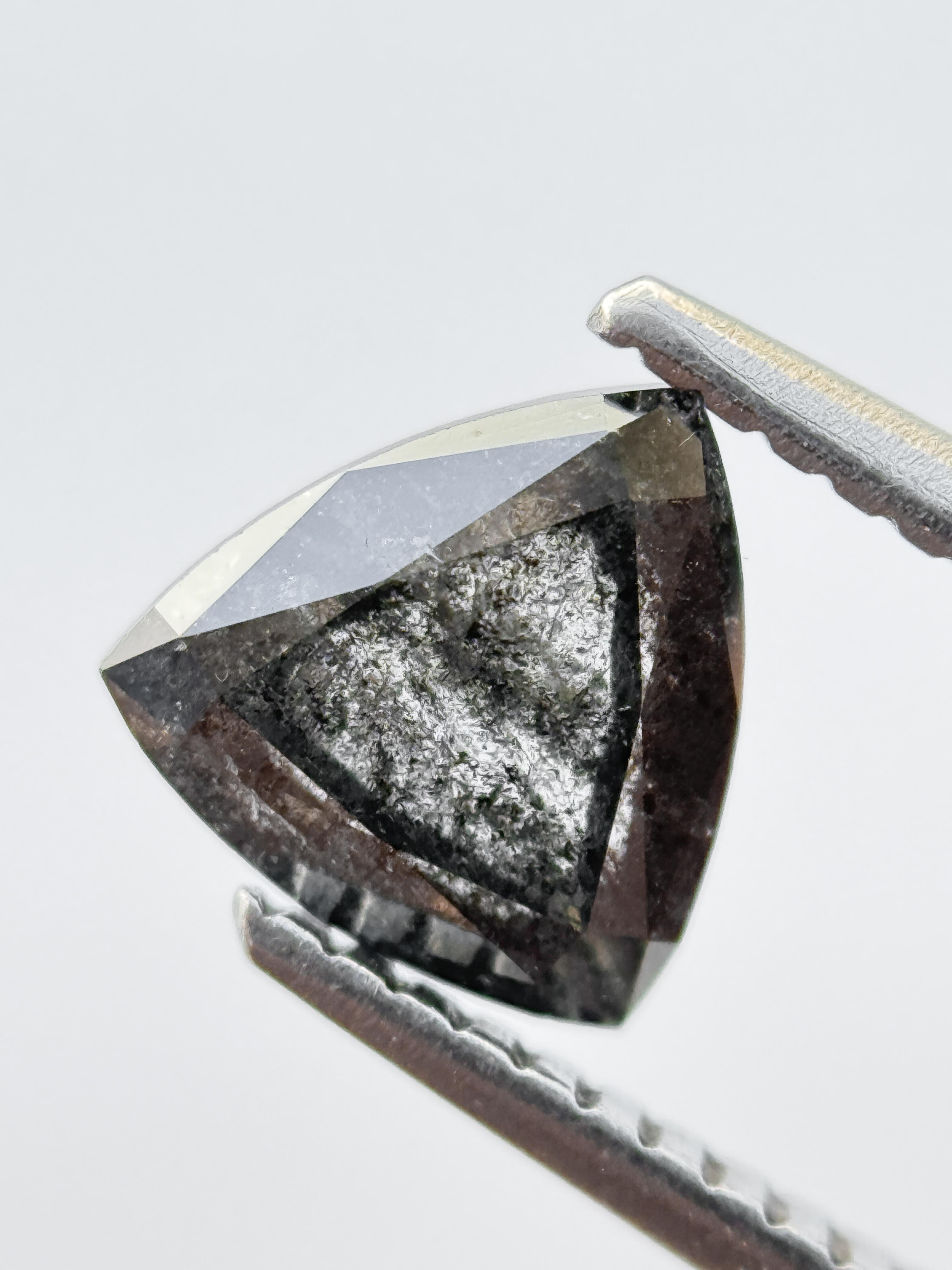 1.15 Ct Triangle Rose Cut Grey Natural Salt and Pepper Diamond