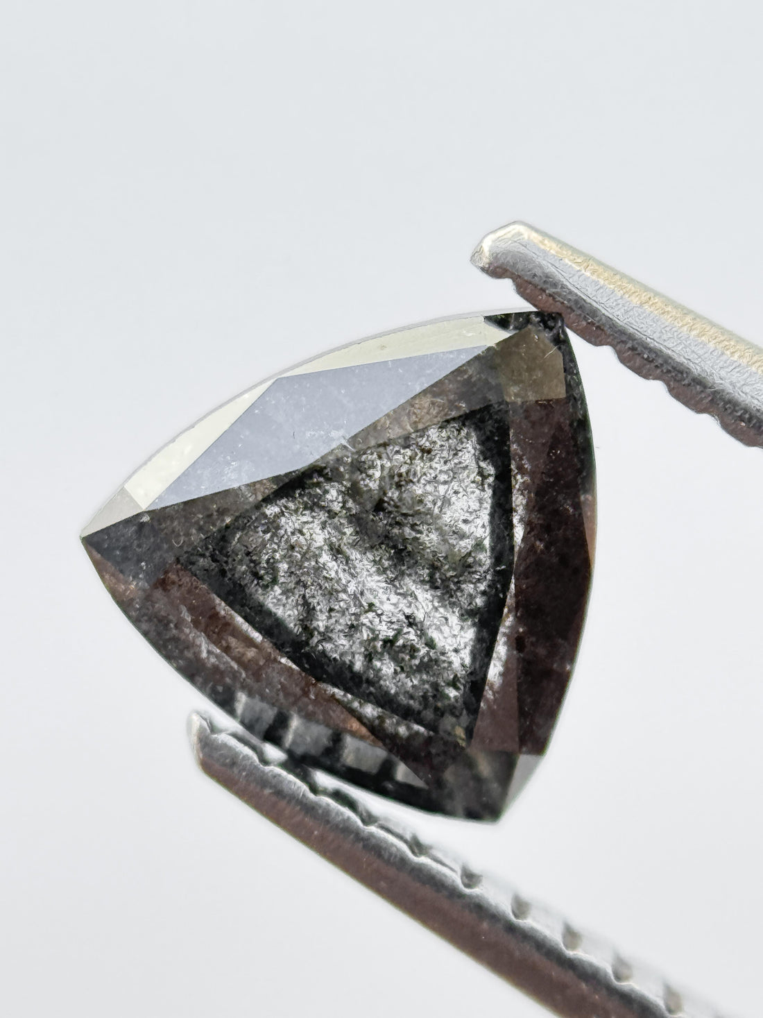 1.15 Ct Triangle Rose Cut Grey Natural Salt and Pepper Diamond