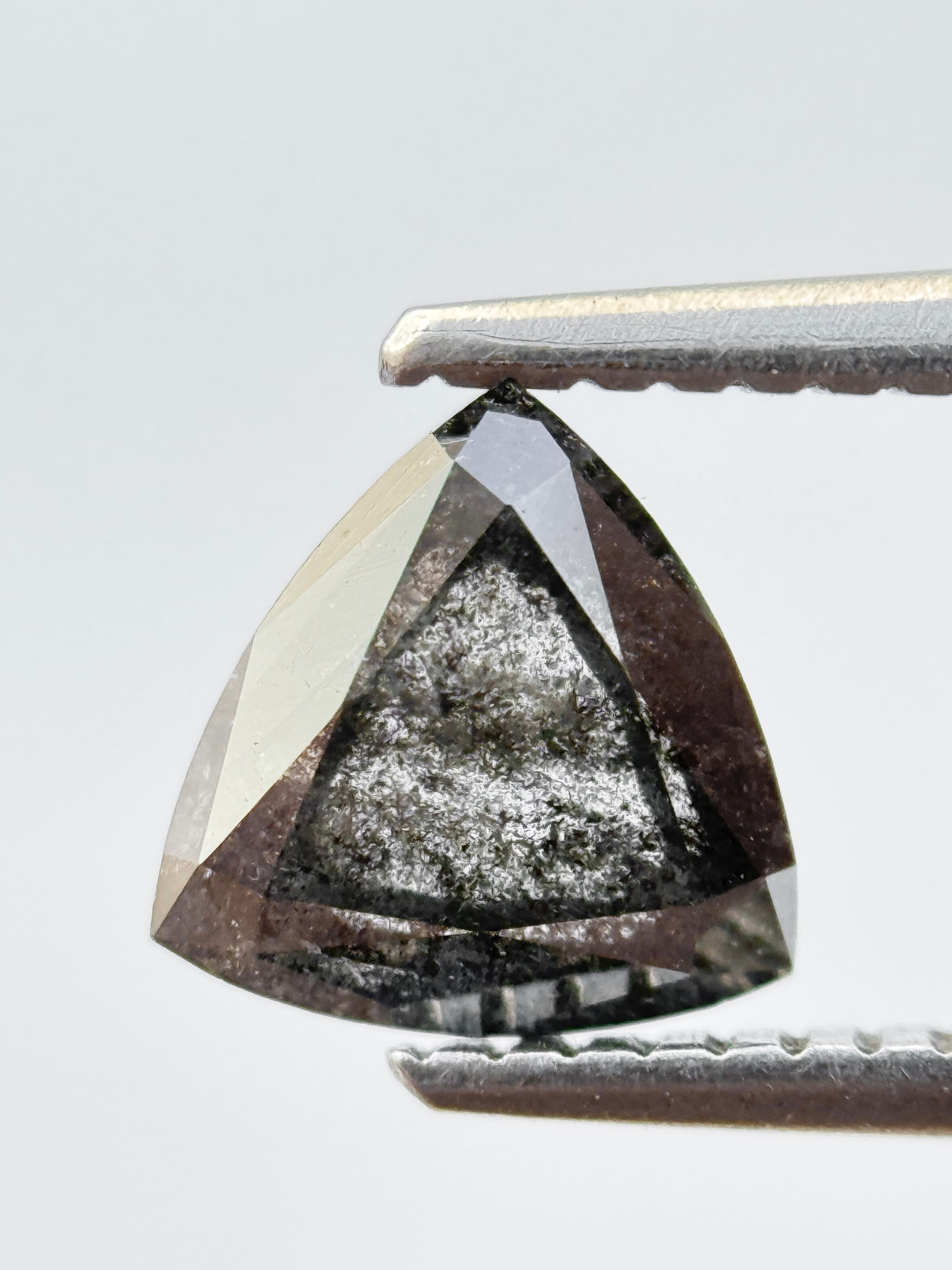 1.15 Ct Triangle Rose Cut Grey Natural Salt and Pepper Diamond