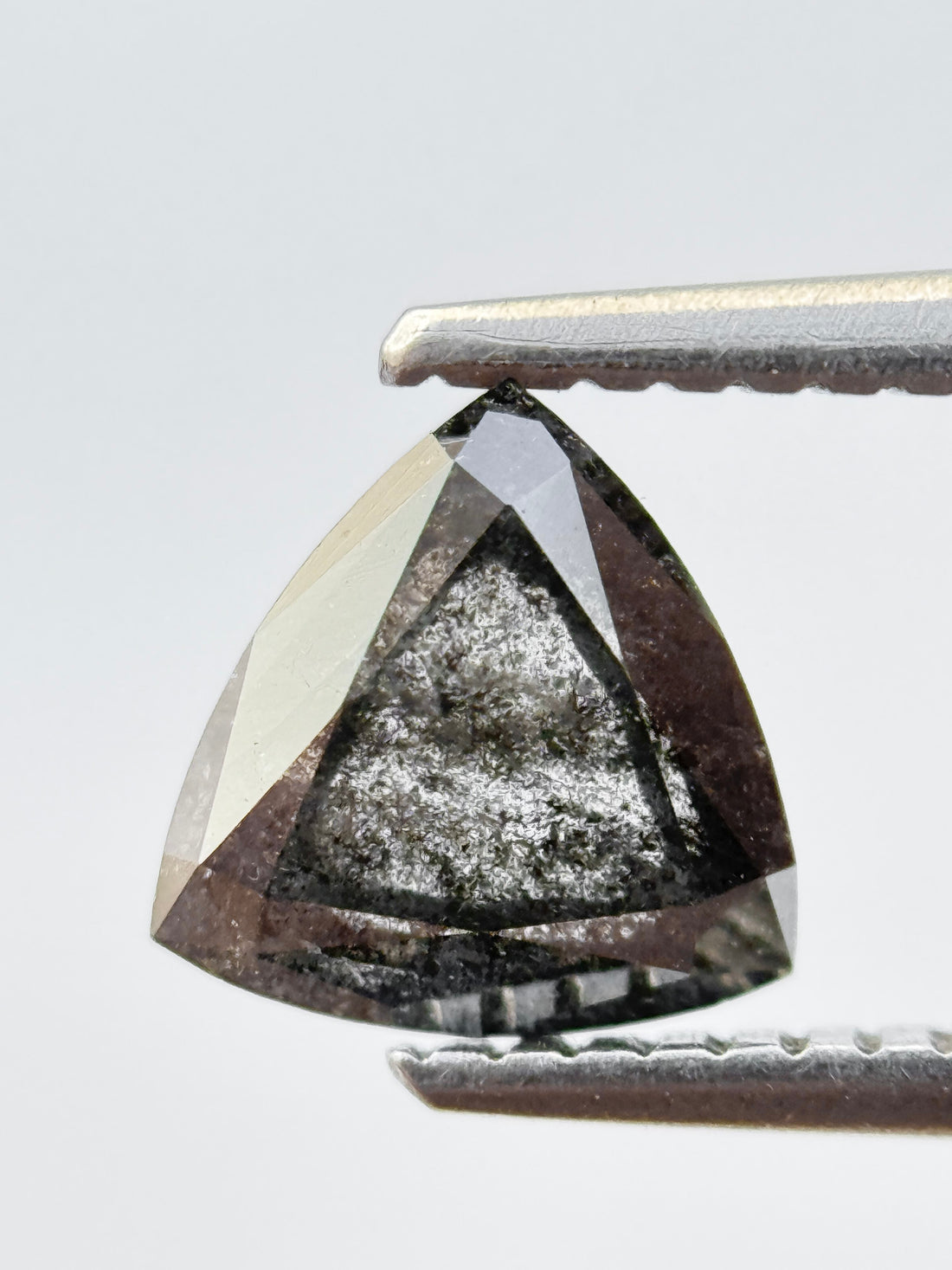 1.15 Ct Triangle Rose Cut Grey Natural Salt and Pepper Diamond