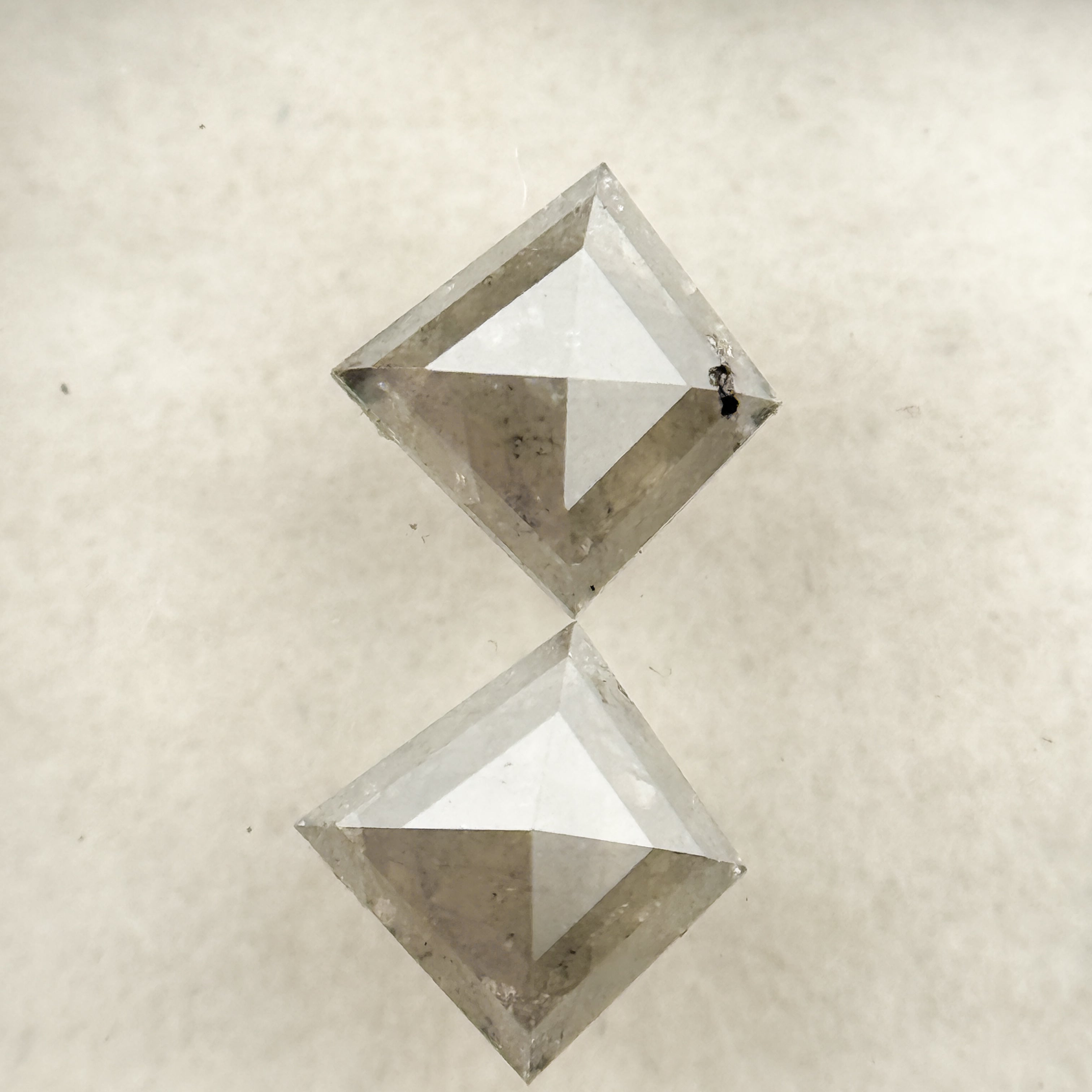 1.01 Ct Kite Rose Cut Grey Natural Salt and Pepper Diamond