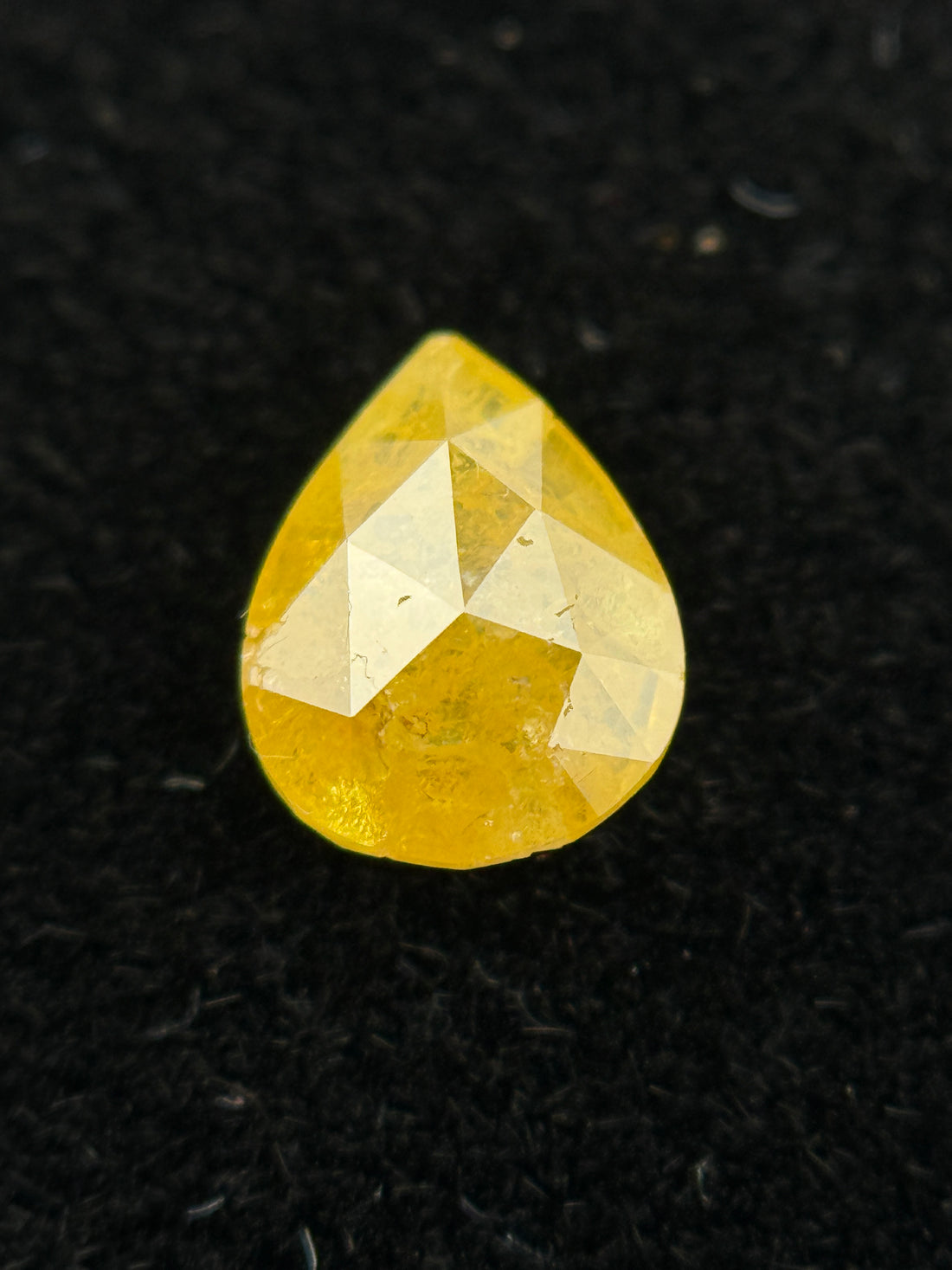 0.53 Ct Pear Rose Cut Yellow Natural Galaxy Diamond