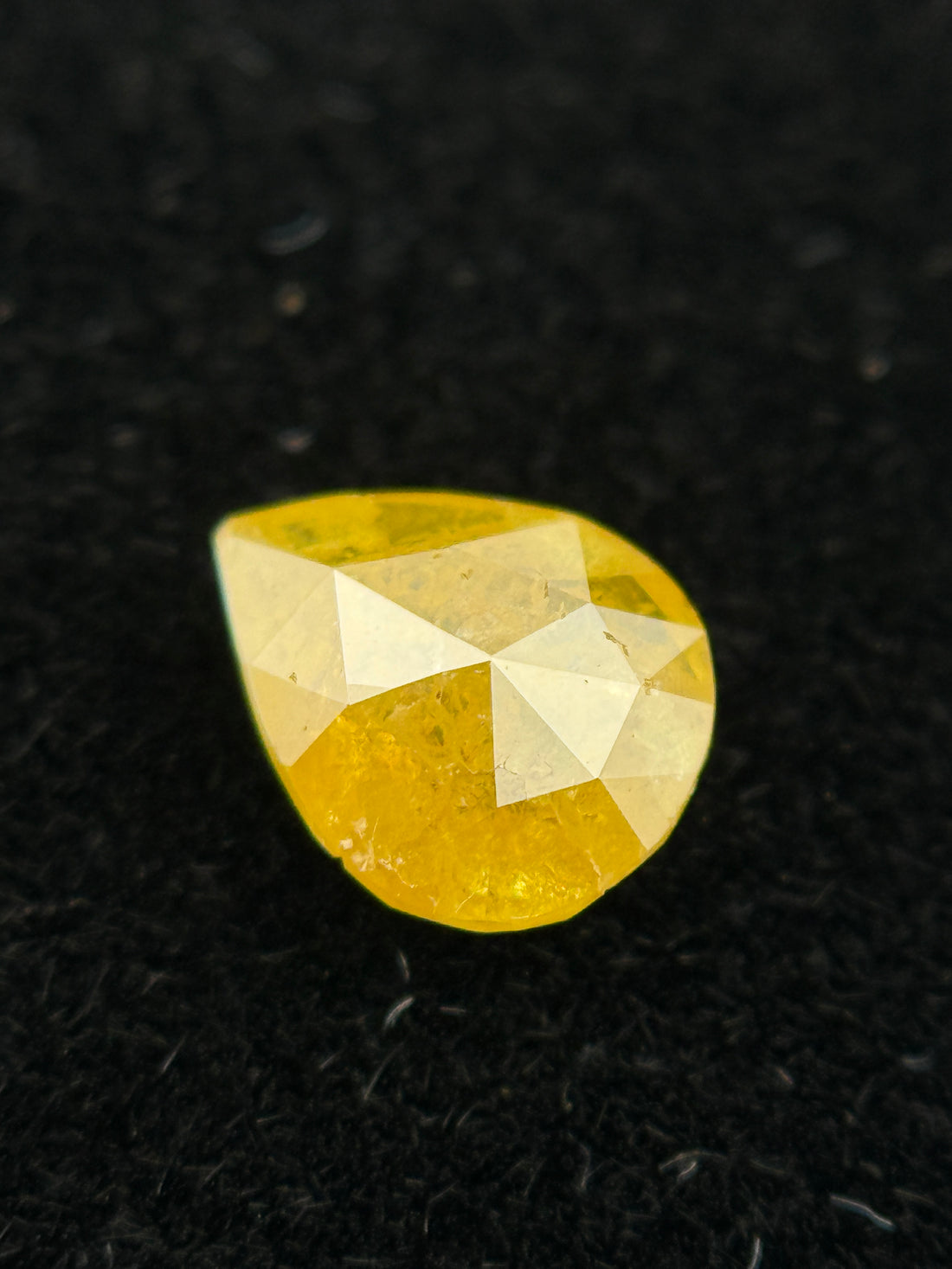 0.53 Ct Pear Rose Cut Yellow Natural Galaxy Diamond