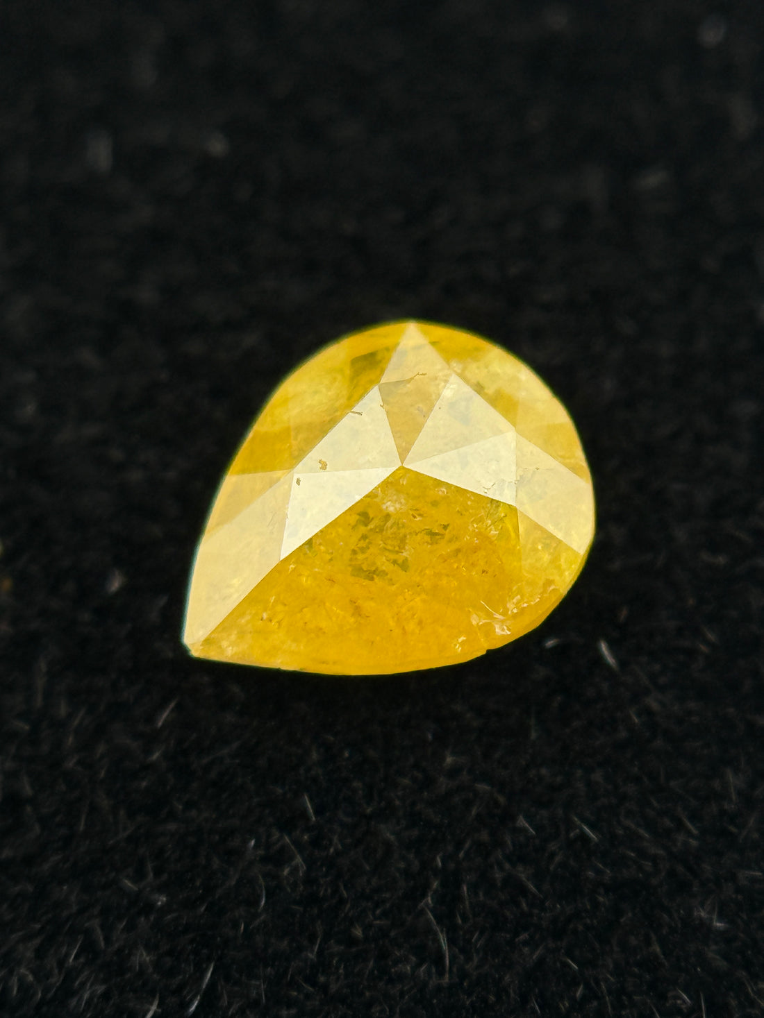 0.53 Ct Pear Rose Cut Yellow Natural Galaxy Diamond