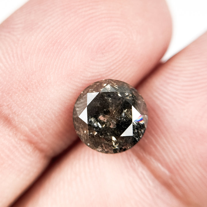 2.78 Ct Round Brilliant Cut Brown Natural Salt and Pepper Diamond