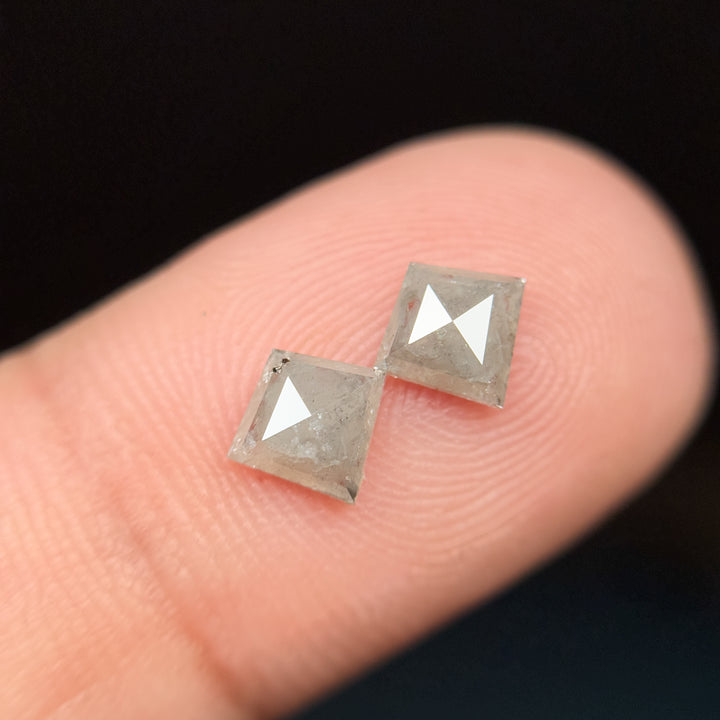 1.01 Ct Kite Rose Cut Grey Natural Salt and Pepper Diamond