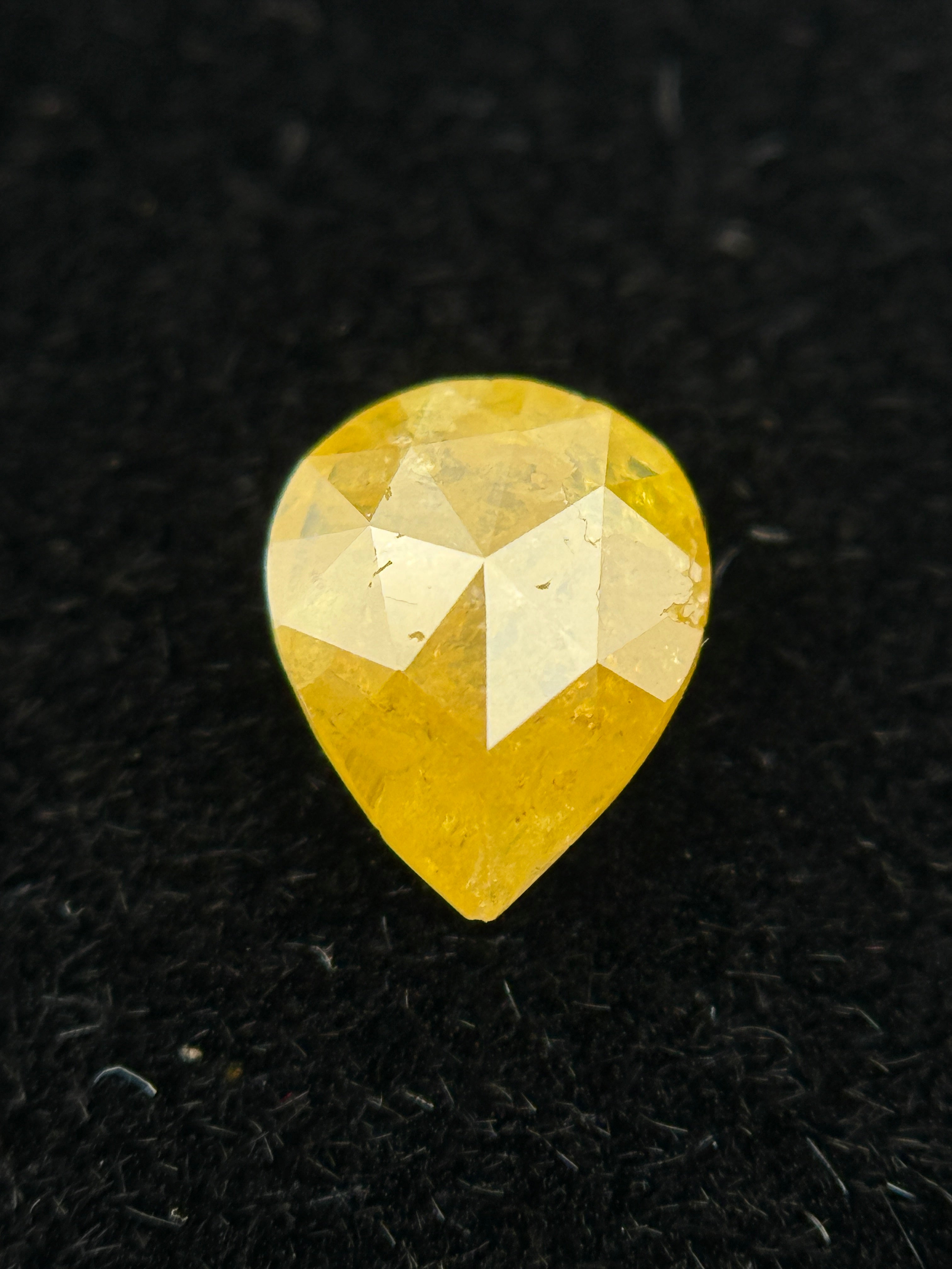 0.53 Ct Pear Rose Cut Yellow Natural Galaxy Diamond