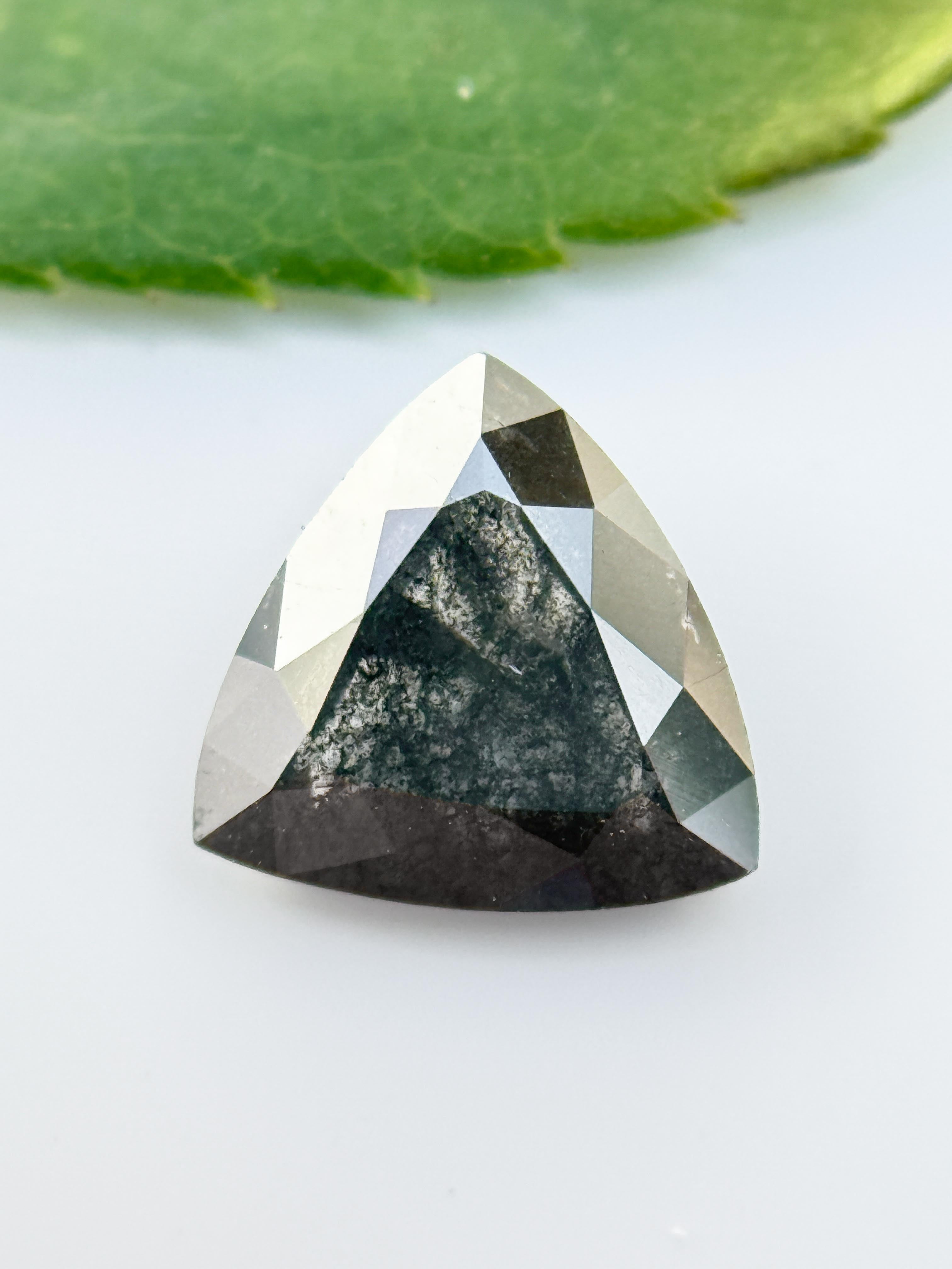 0.63 Ct Triangle Rose Cut Grey Natural Salt and Pepper Diamond