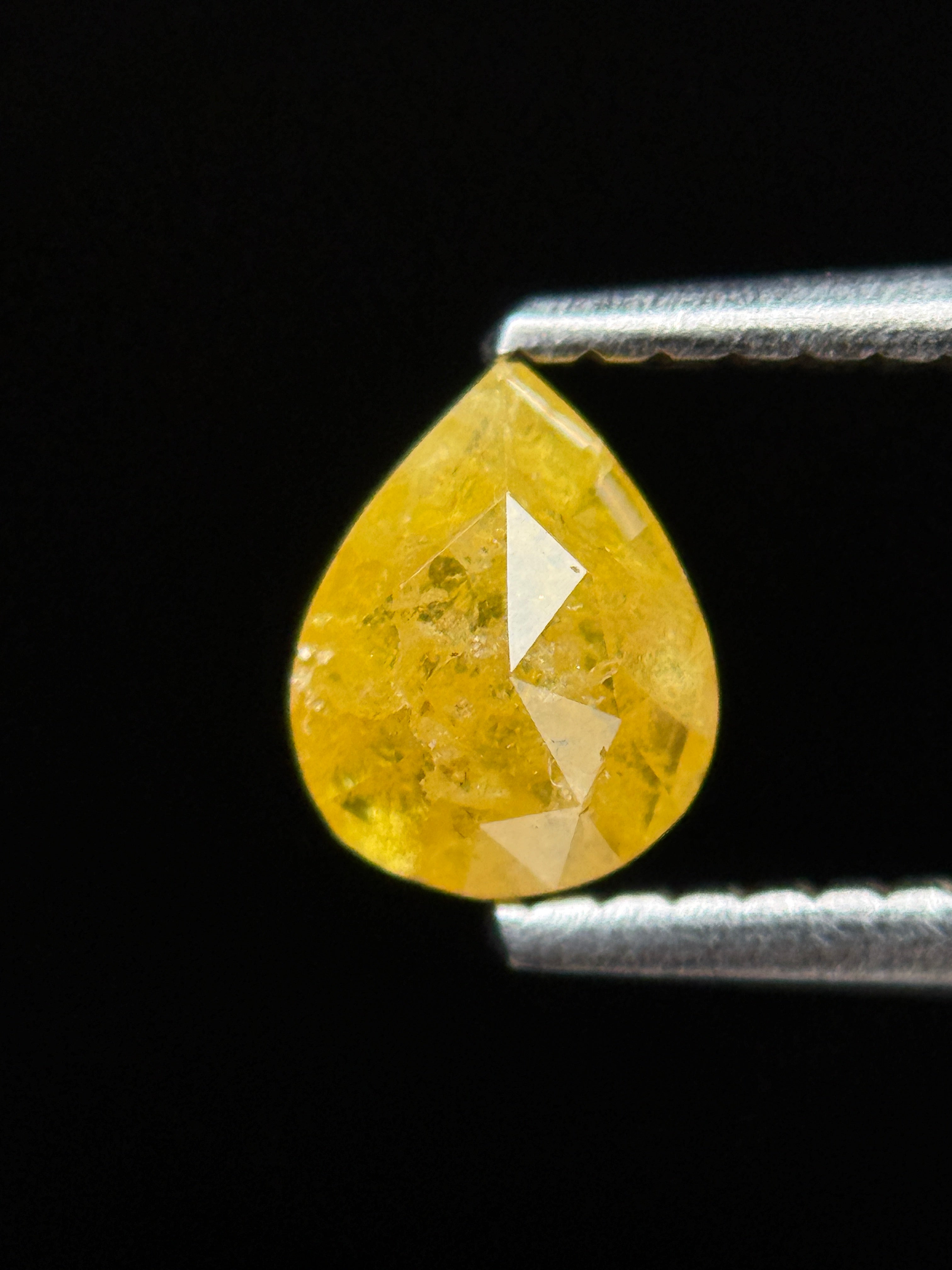 0.53 Ct Pear Rose Cut Yellow Natural Galaxy Diamond