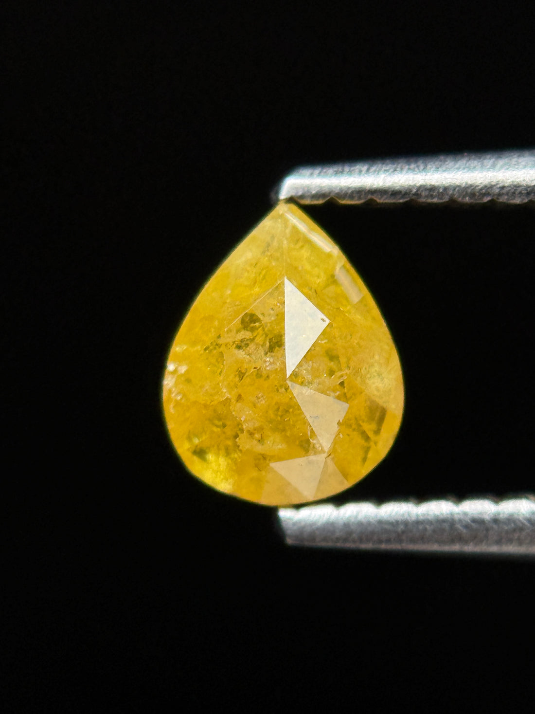 0.53 Ct Pear Rose Cut Yellow Natural Galaxy Diamond