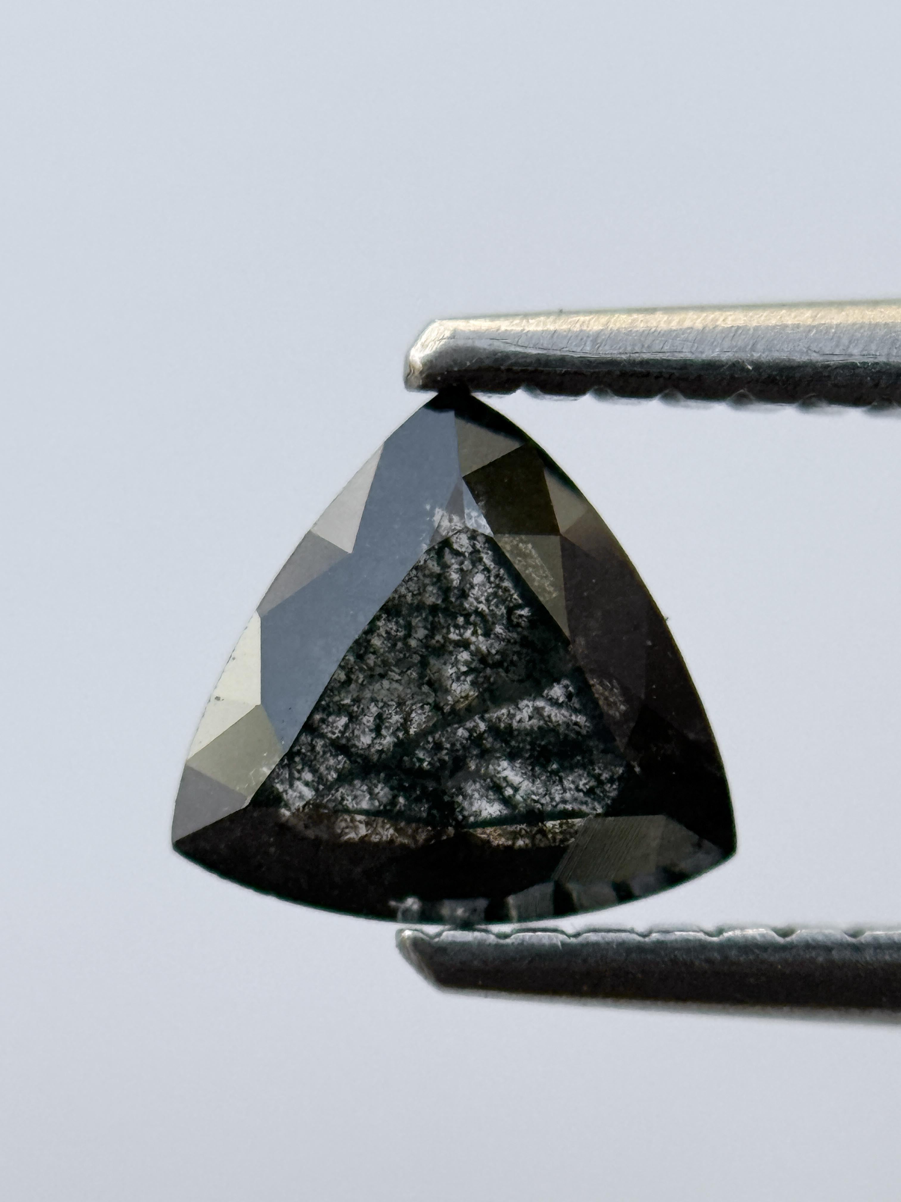 0.63 Ct Triangle Rose Cut Grey Natural Salt and Pepper Diamond