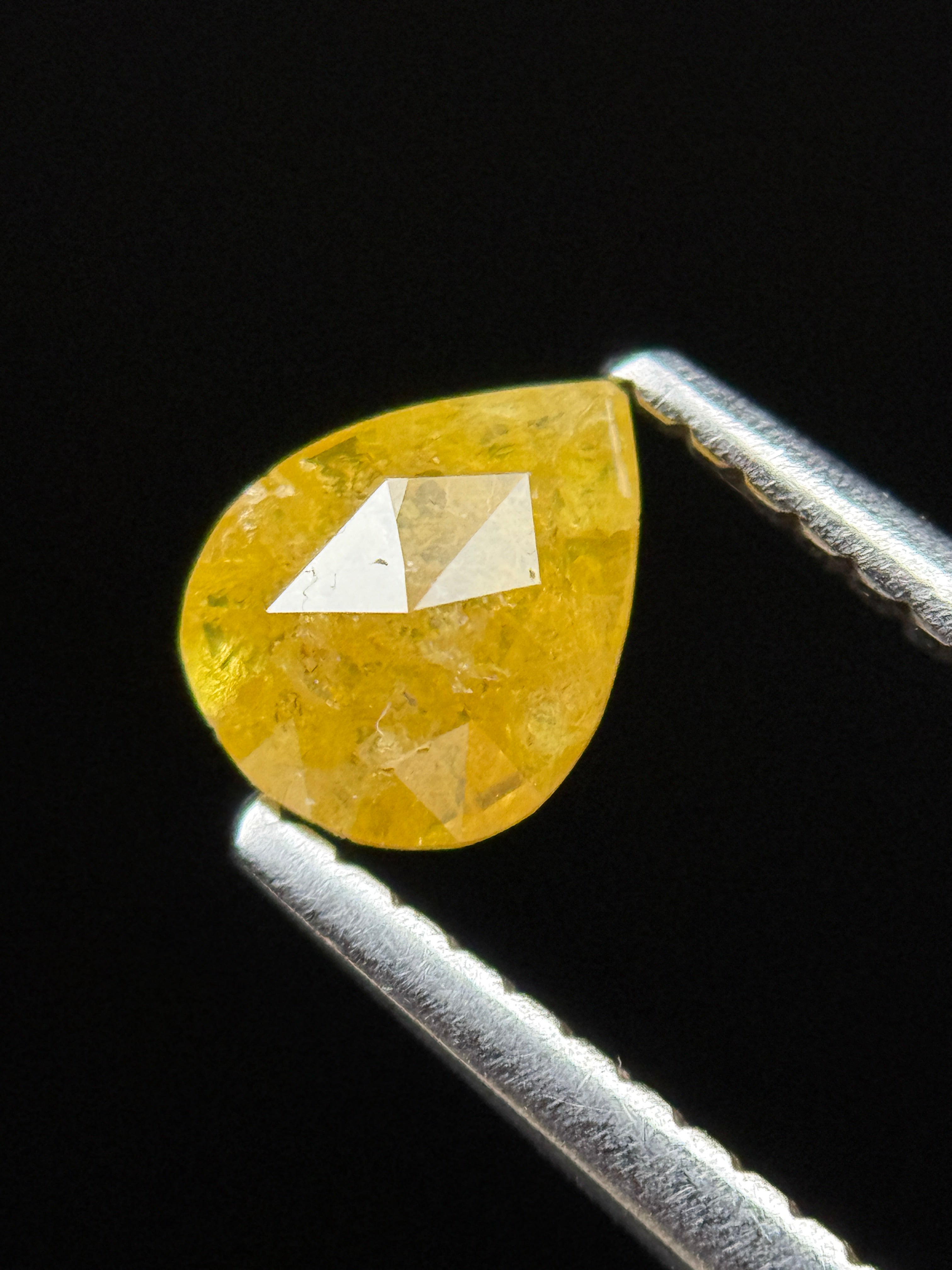 0.53 Ct Pear Rose Cut Yellow Natural Galaxy Diamond
