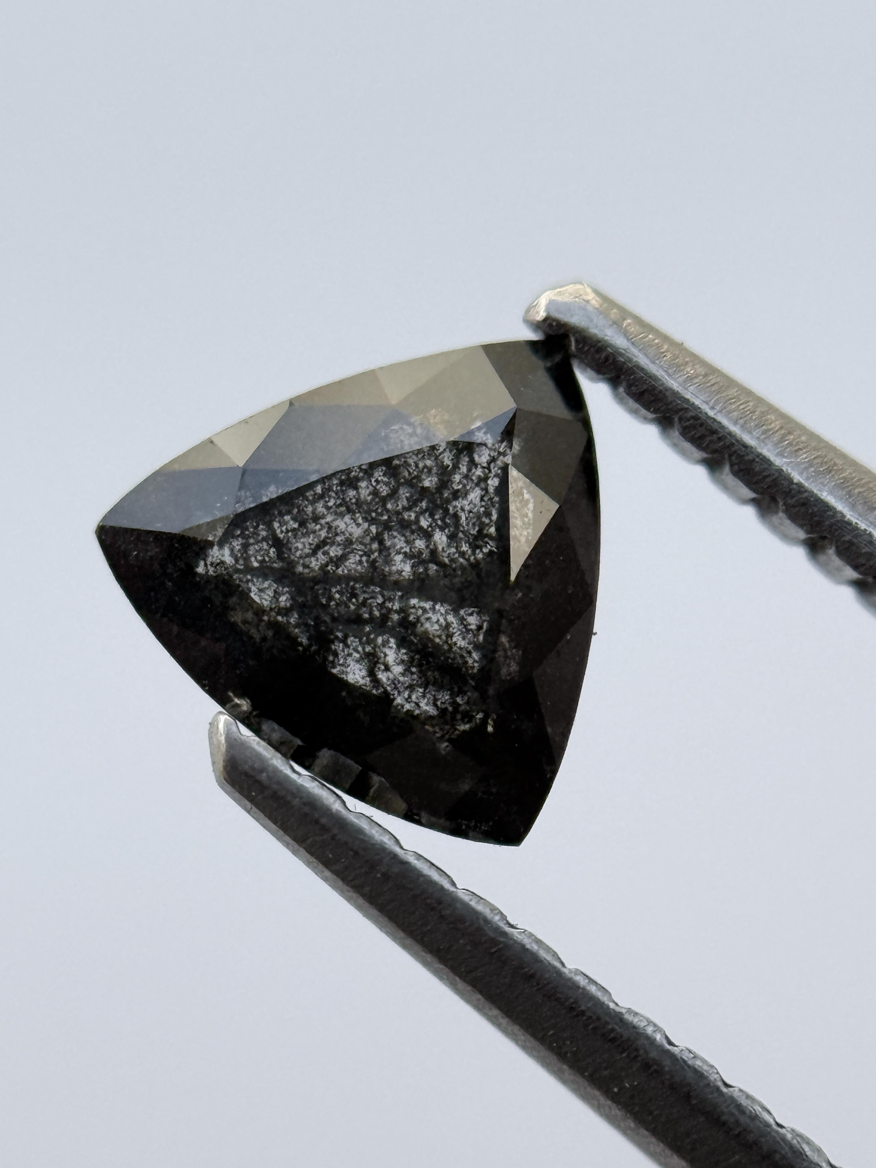 0.63 Ct Triangle Rose Cut Grey Natural Salt and Pepper Diamond