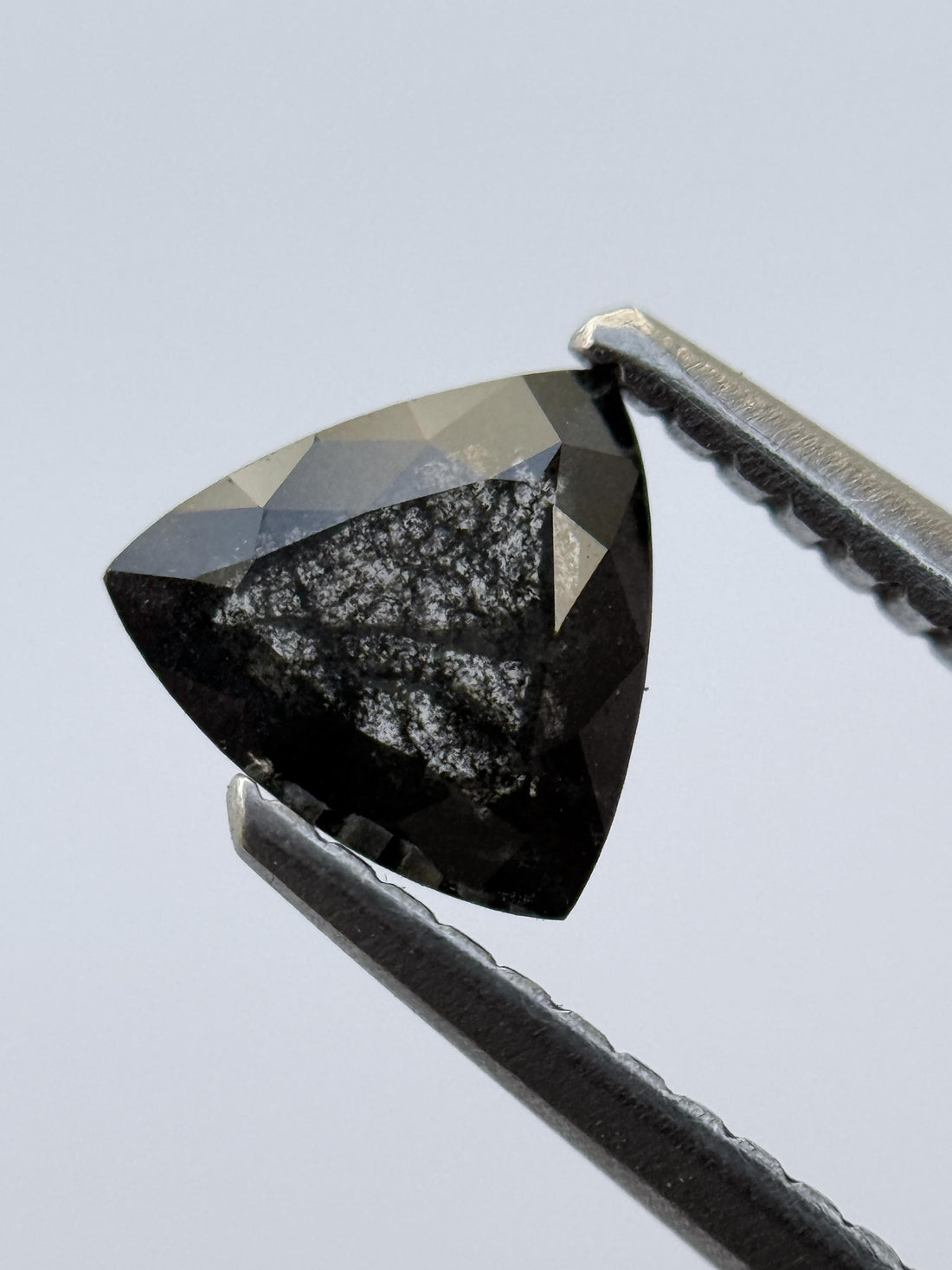 0.63 Ct Triangle Rose Cut Grey Natural Salt and Pepper Diamond