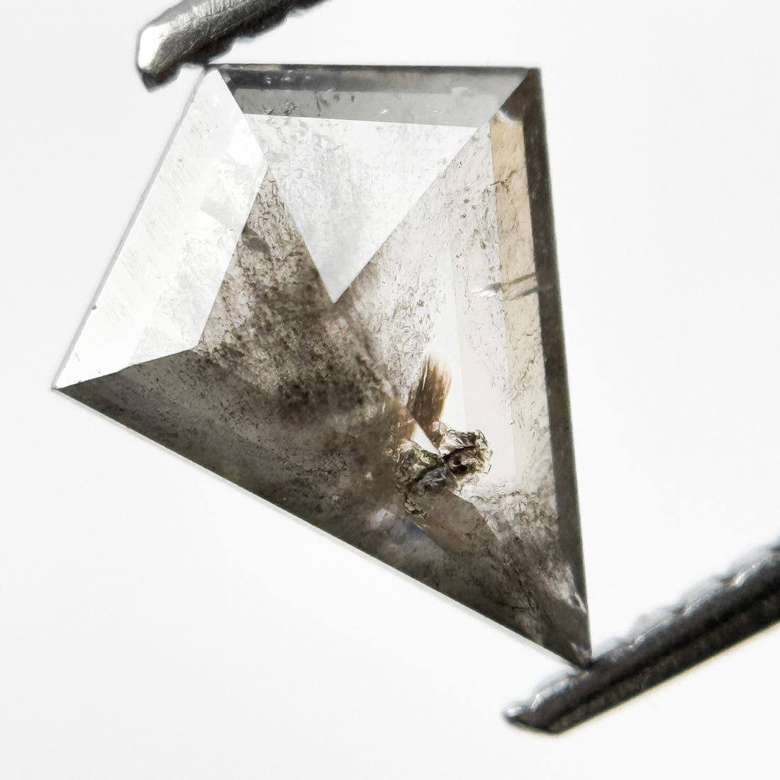 1.02 Ct Kite Rose Cut Grey Natural Salt and Pepper Diamond