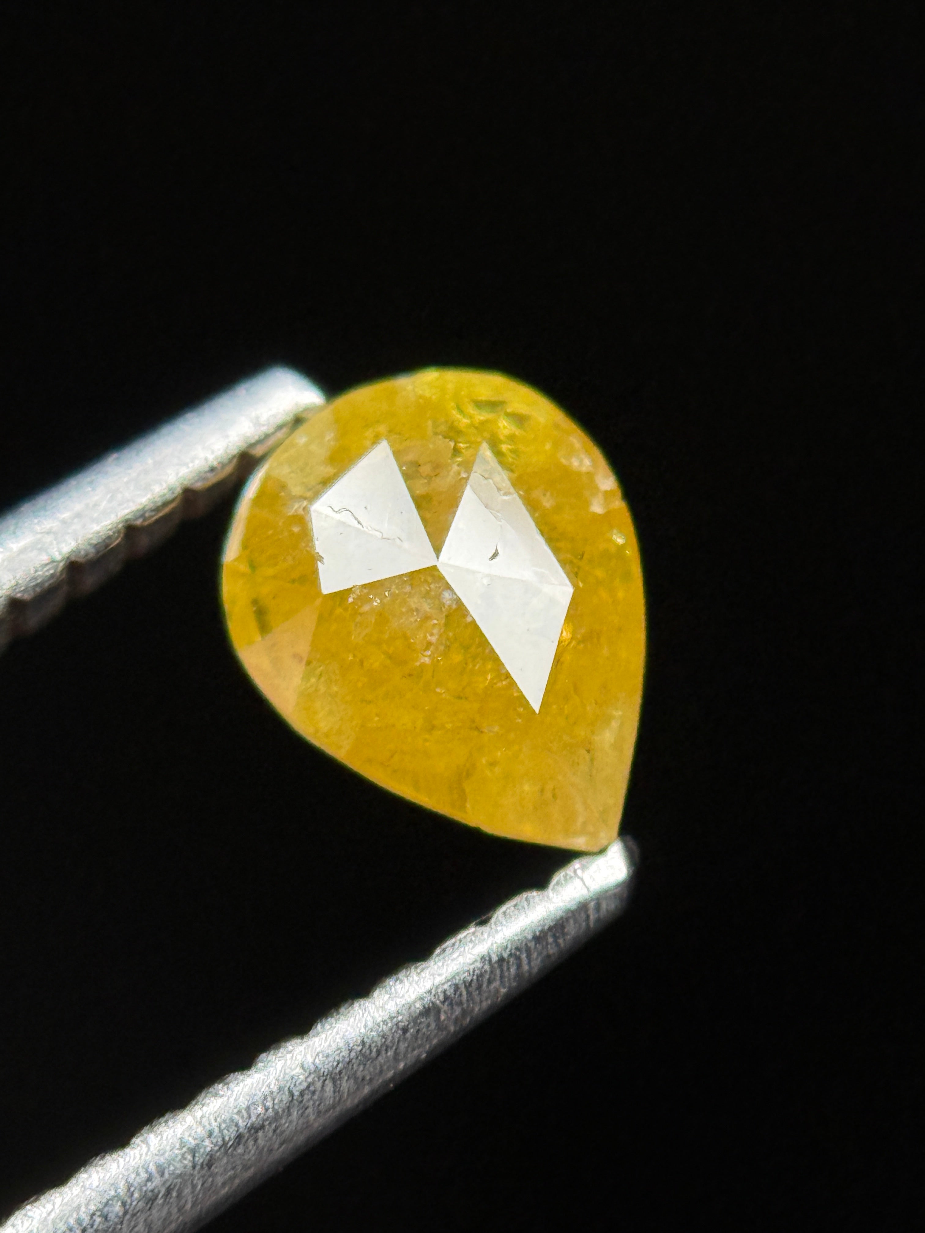 0.53 Ct Pear Rose Cut Yellow Natural Galaxy Diamond