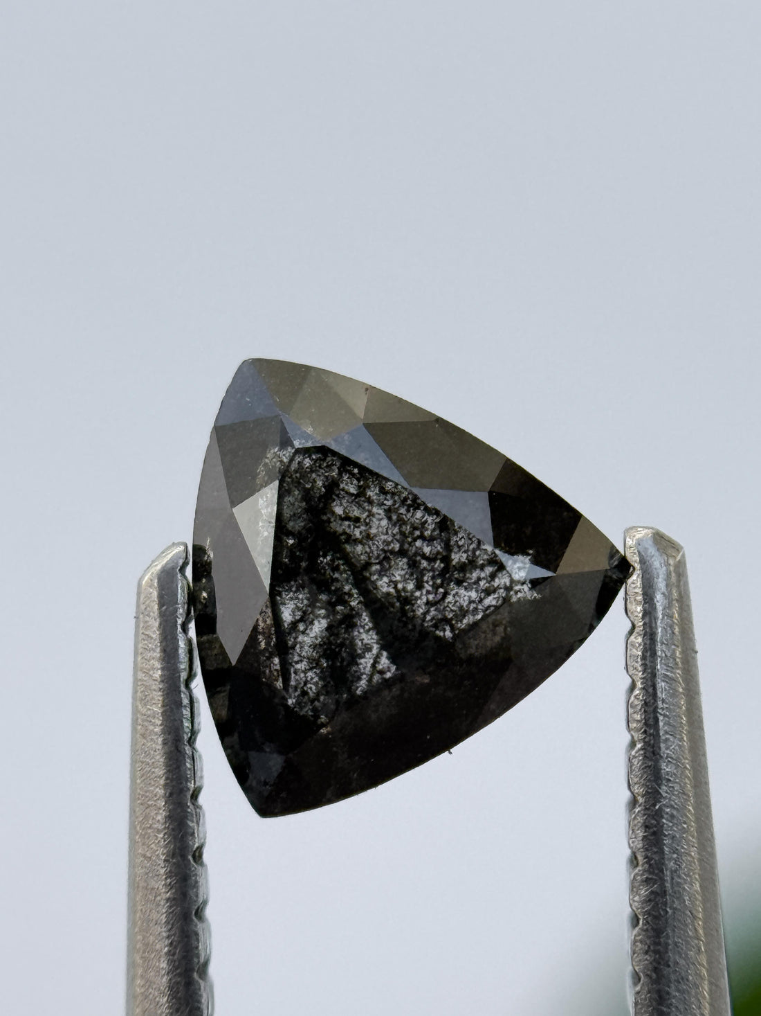 0.63 Ct Triangle Rose Cut Grey Natural Salt and Pepper Diamond
