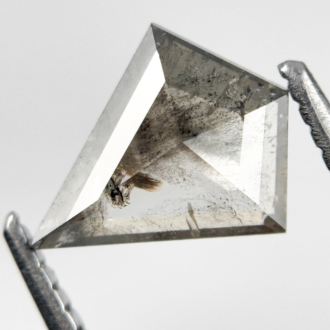 1.02 Ct Kite Rose Cut Grey Natural Salt and Pepper Diamond
