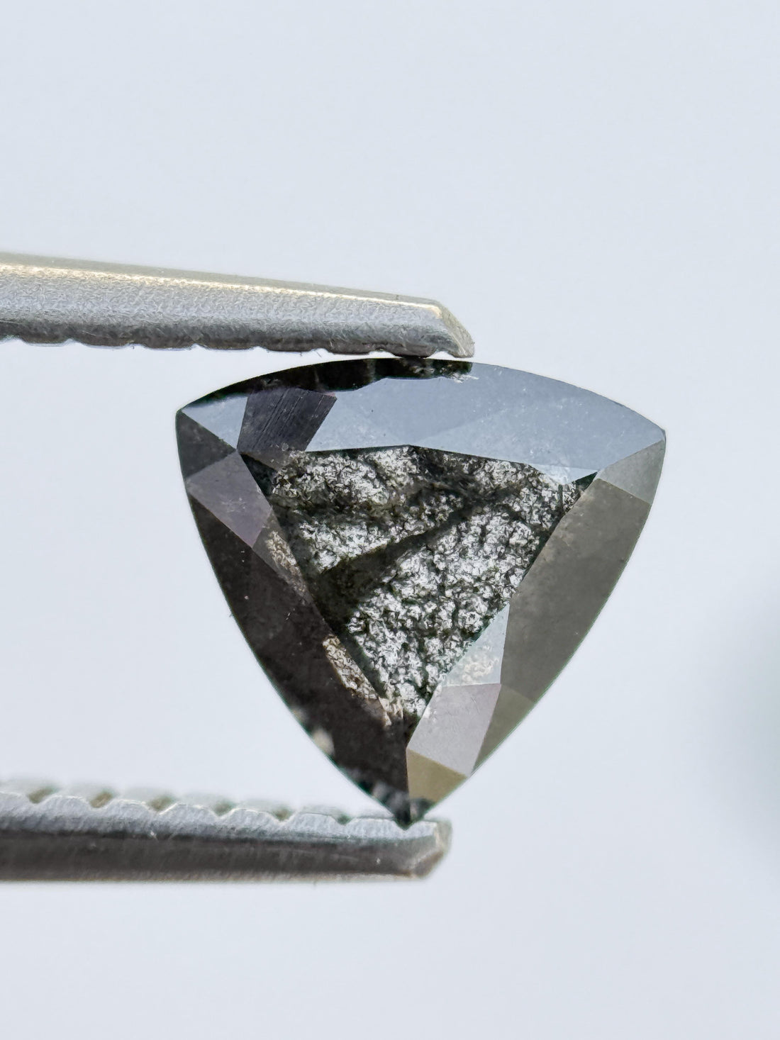0.63 Ct Triangle Rose Cut Grey Natural Salt and Pepper Diamond