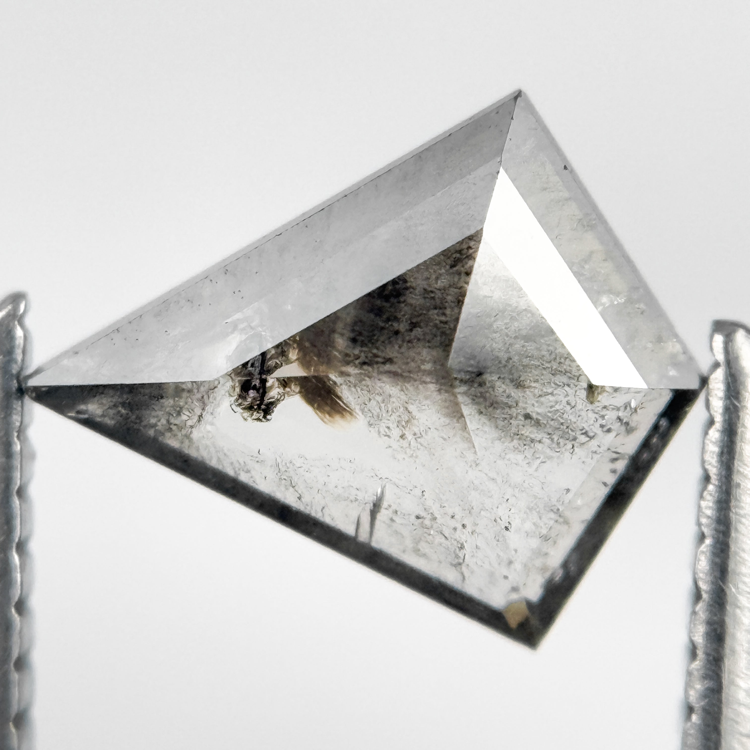 1.02 Ct Kite Rose Cut Grey Natural Salt and Pepper Diamond