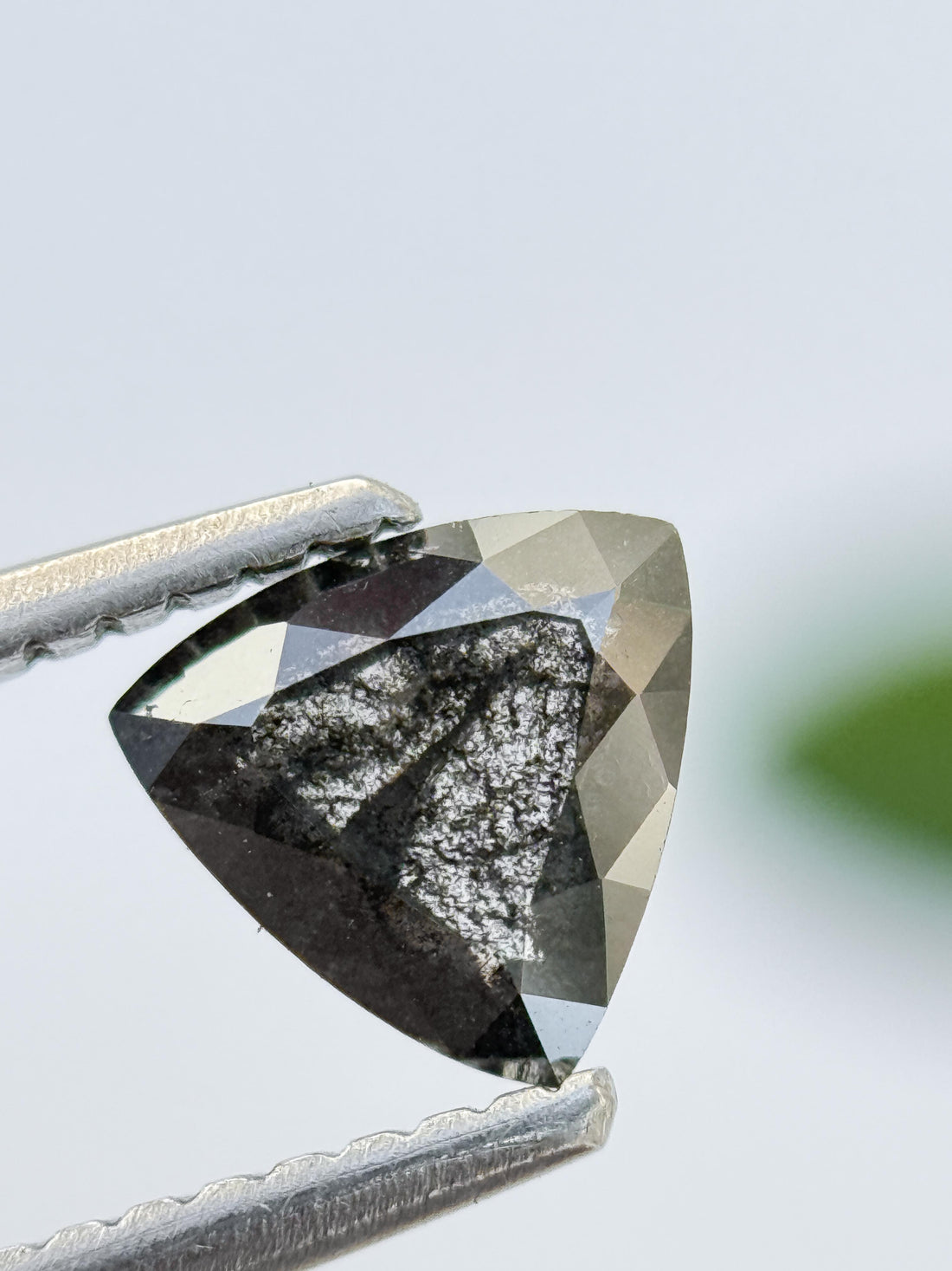 0.63 Ct Triangle Rose Cut Grey Natural Salt and Pepper Diamond