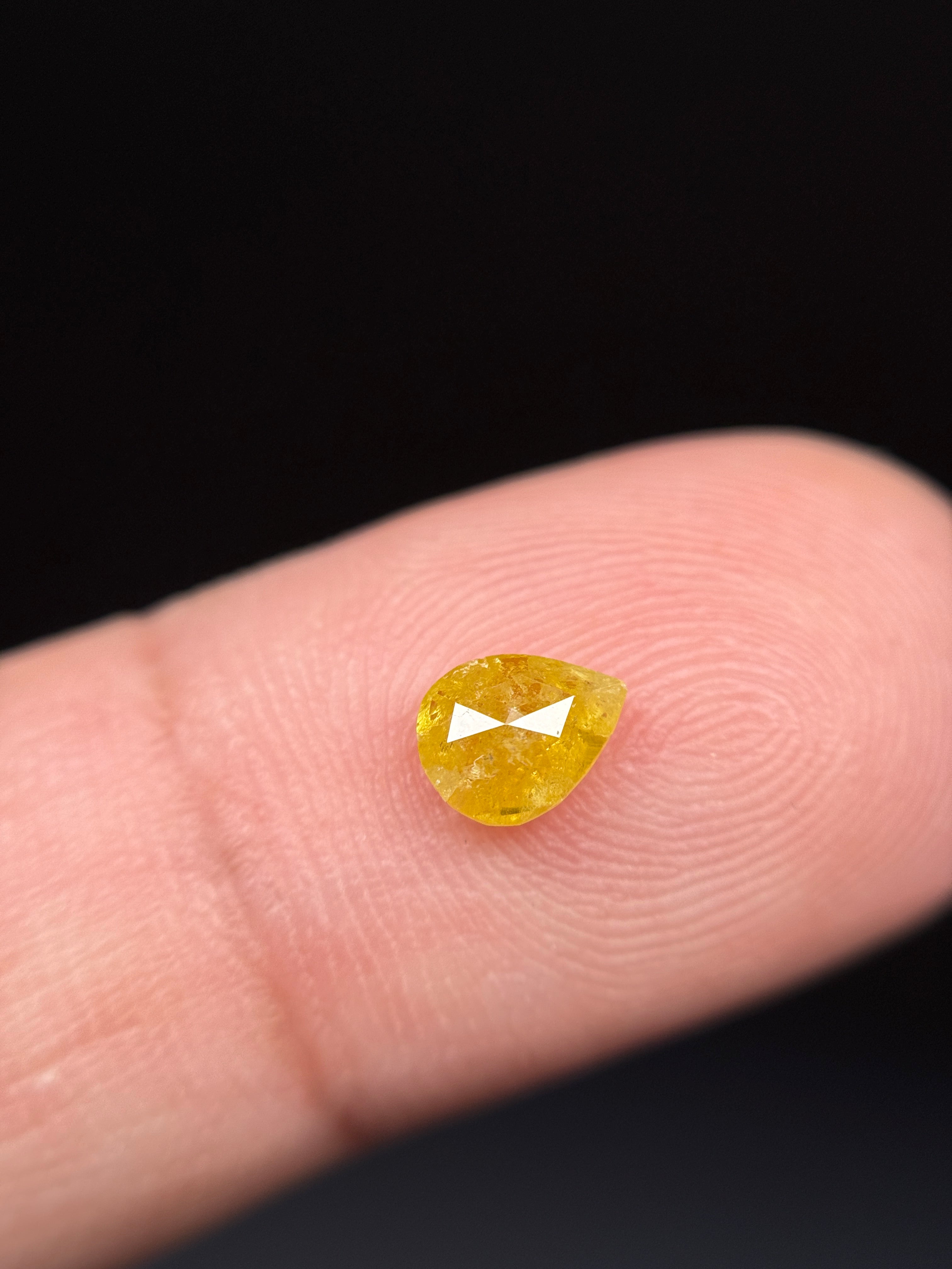 0.53 Ct Pear Rose Cut Yellow Natural Galaxy Diamond