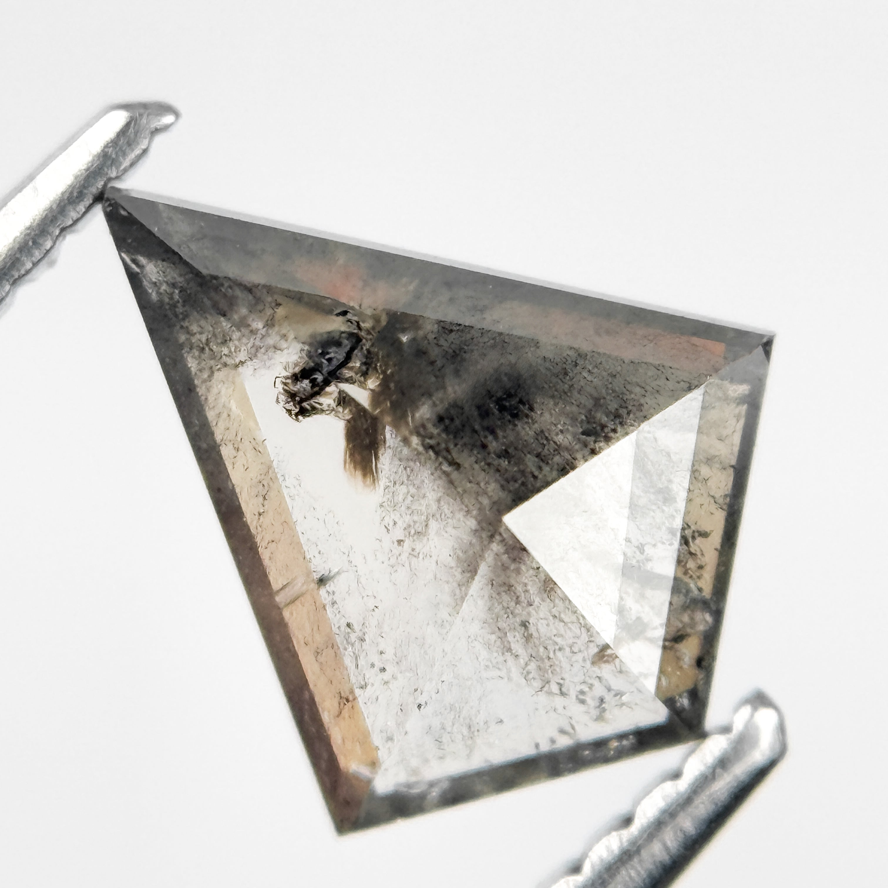 1.02 Ct Kite Rose Cut Grey Natural Salt and Pepper Diamond