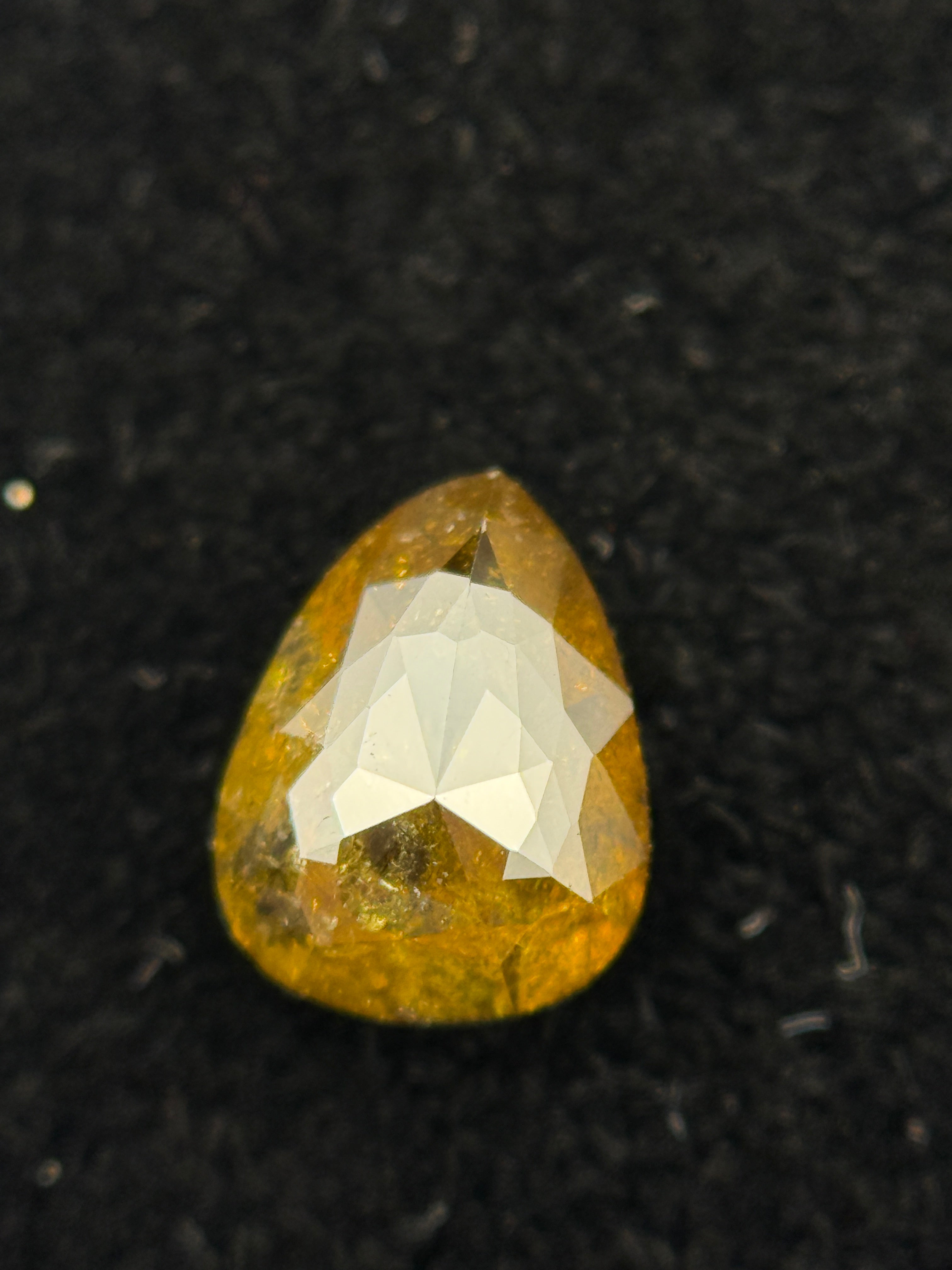 0.69 Ct Pear Rose Cut Yellow Natural Galaxy Diamond