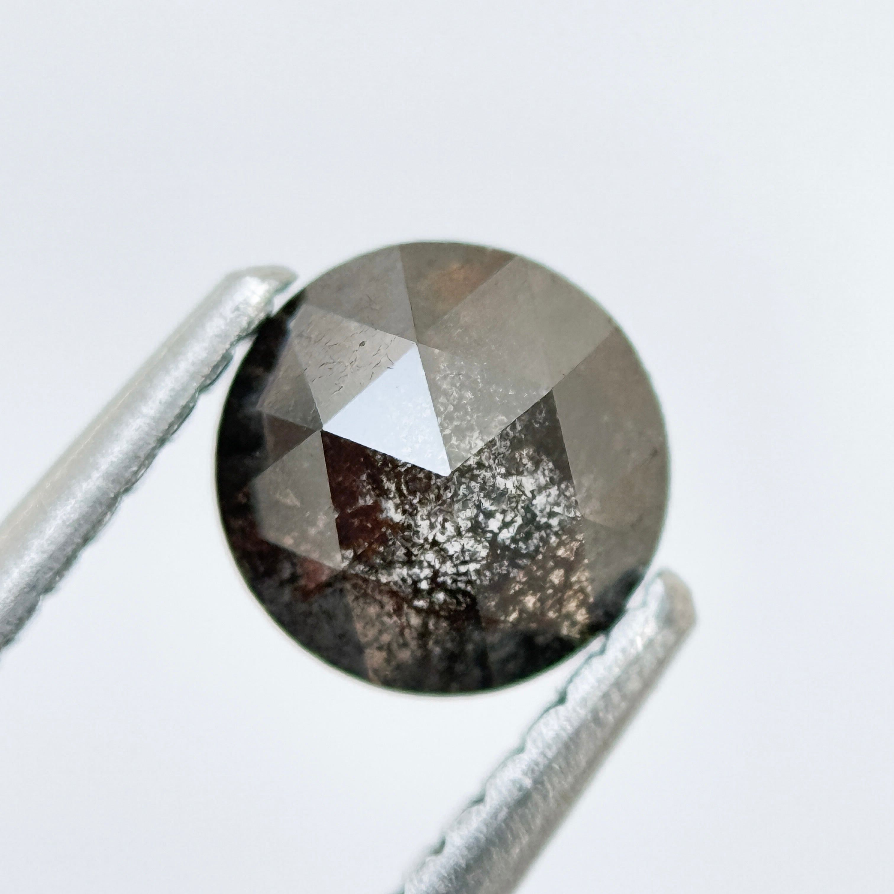 0.82 Ct Round Rose Cut Grey Natural Fancy Diamond