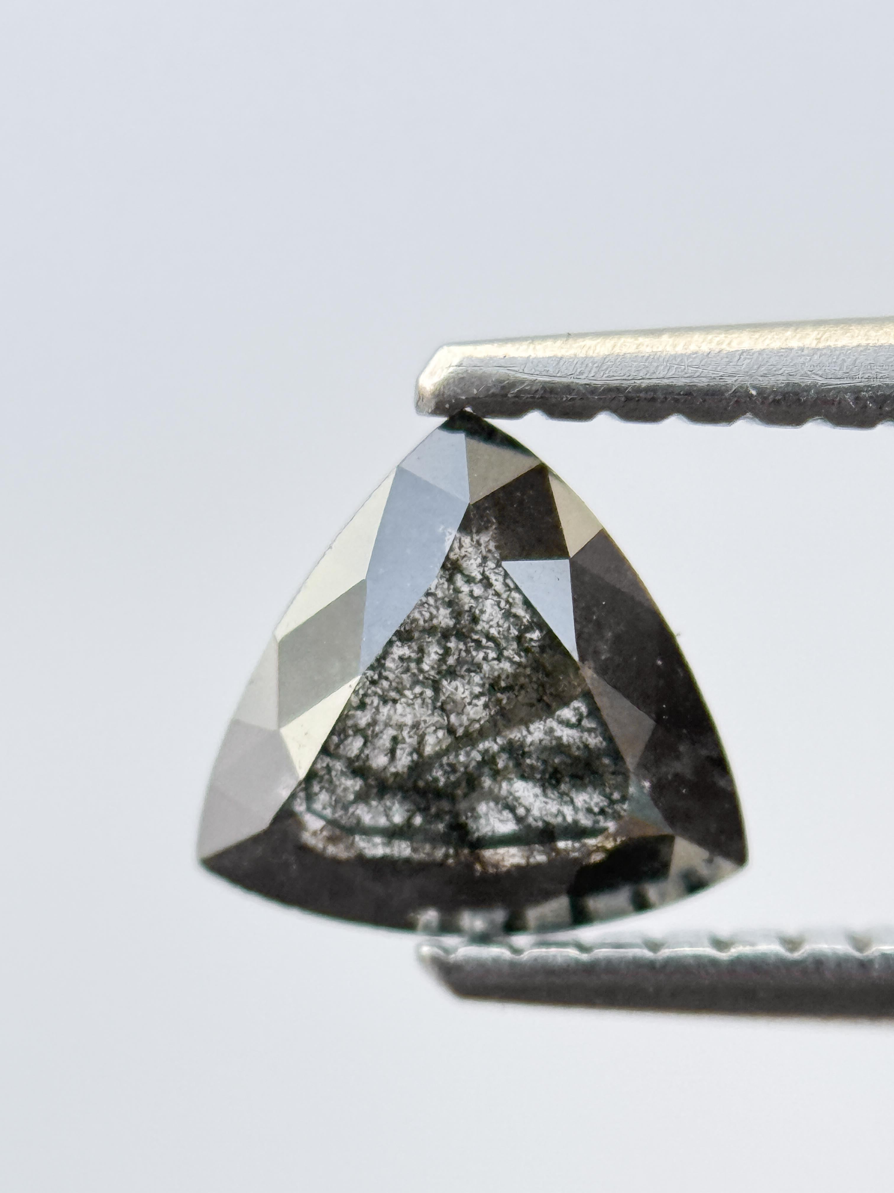 0.63 Ct Triangle Rose Cut Grey Natural Salt and Pepper Diamond
