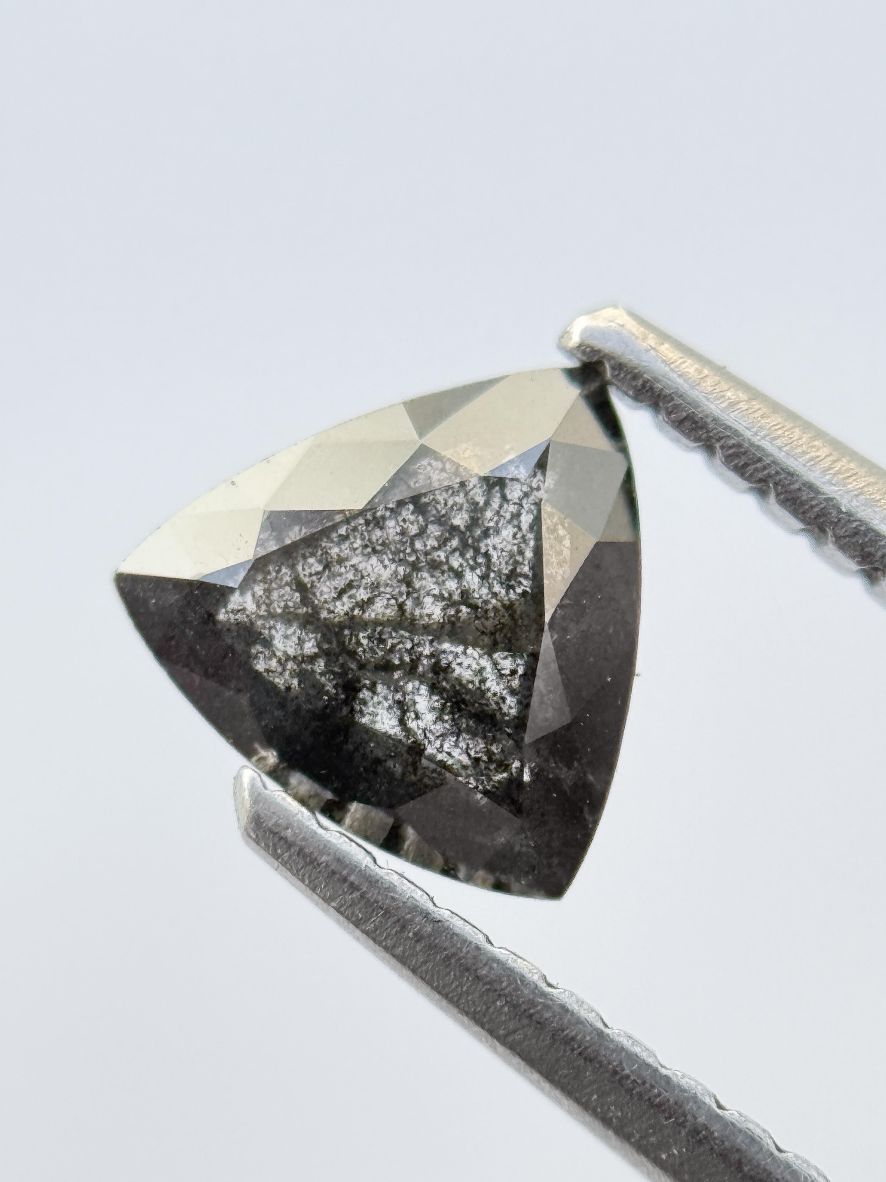 0.63 Ct Triangle Rose Cut Grey Natural Salt and Pepper Diamond