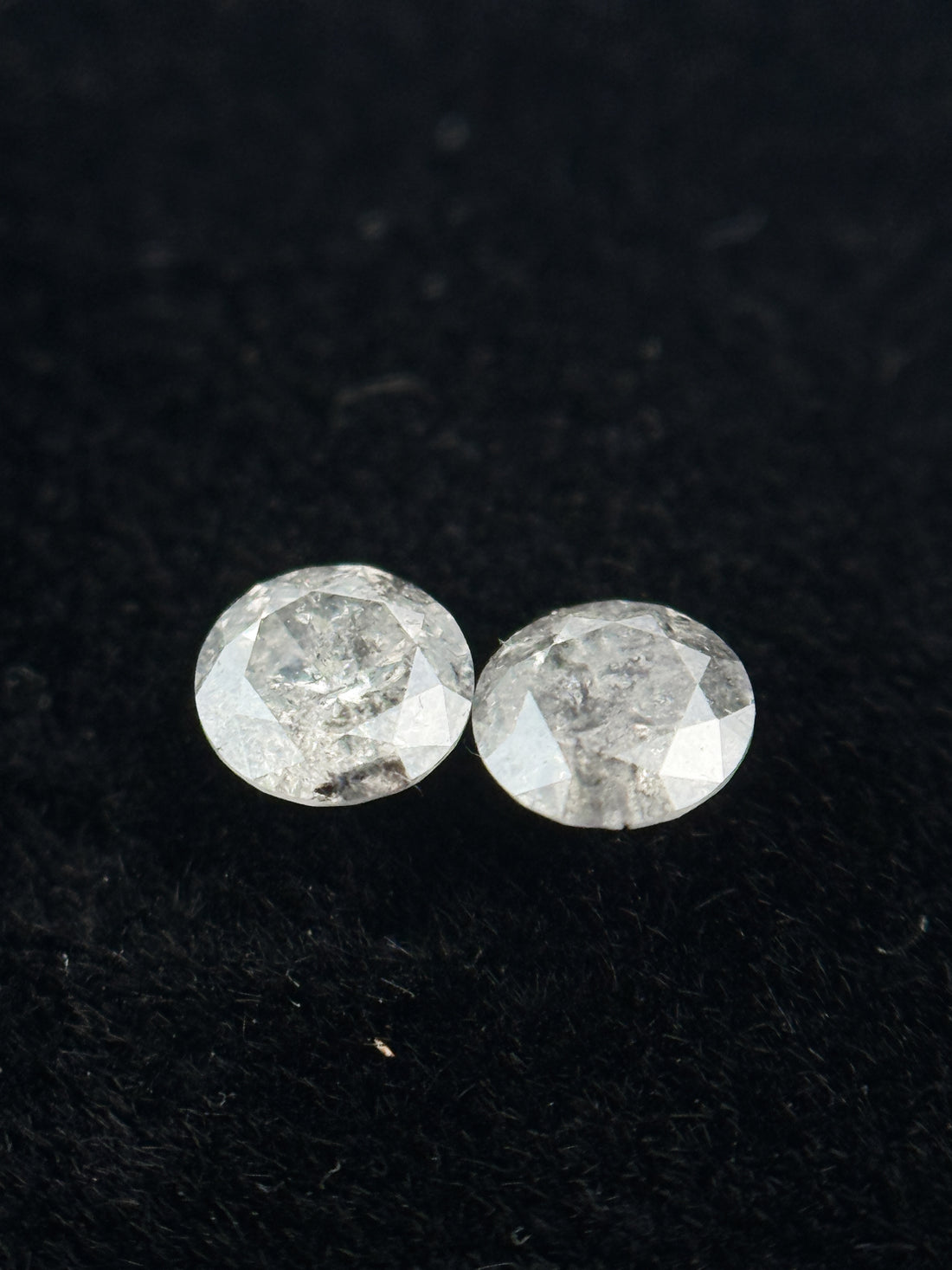 0.34 Ct Round Brilliant Cut White Natural Salt and Pepper Galaxy Diamond Pair